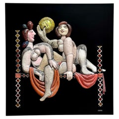 Gran panel de rakú, Mujeres al sol, Roger Capron, Vallauris 1995