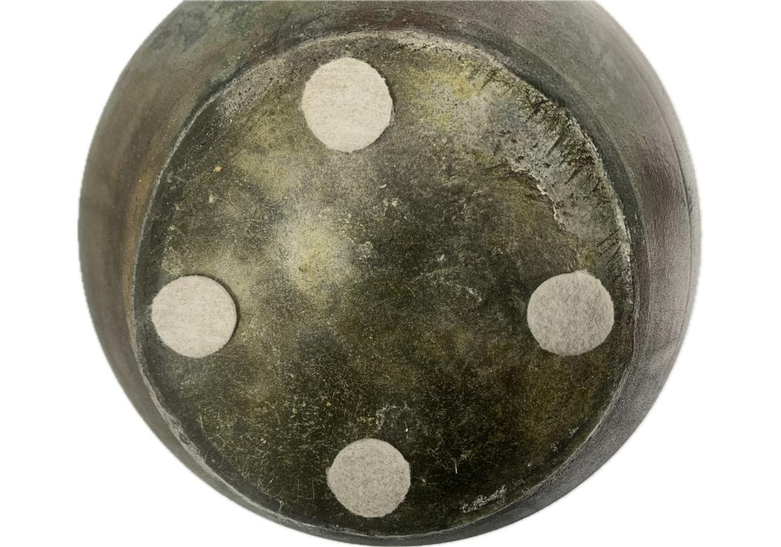Large Raku Pottery Bulbous Form Vase In Fair Condition For Sale In Bridgeport, CT