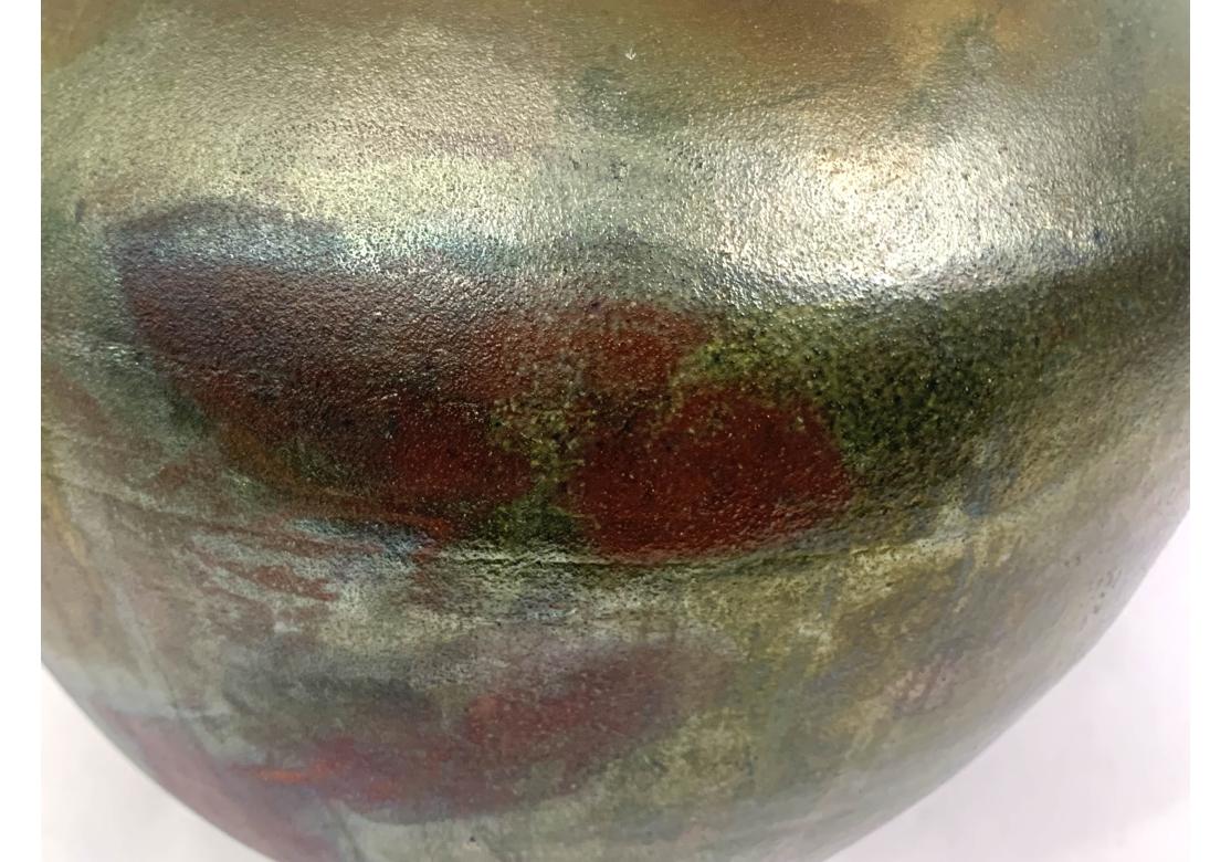 20th Century Large Raku Pottery Bulbous Form Vase For Sale