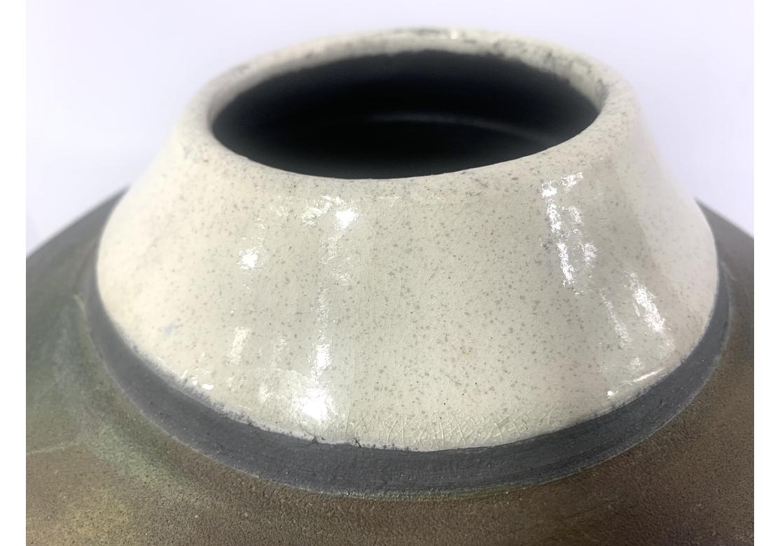 Large Raku Pottery Bulbous Form Vase For Sale 1