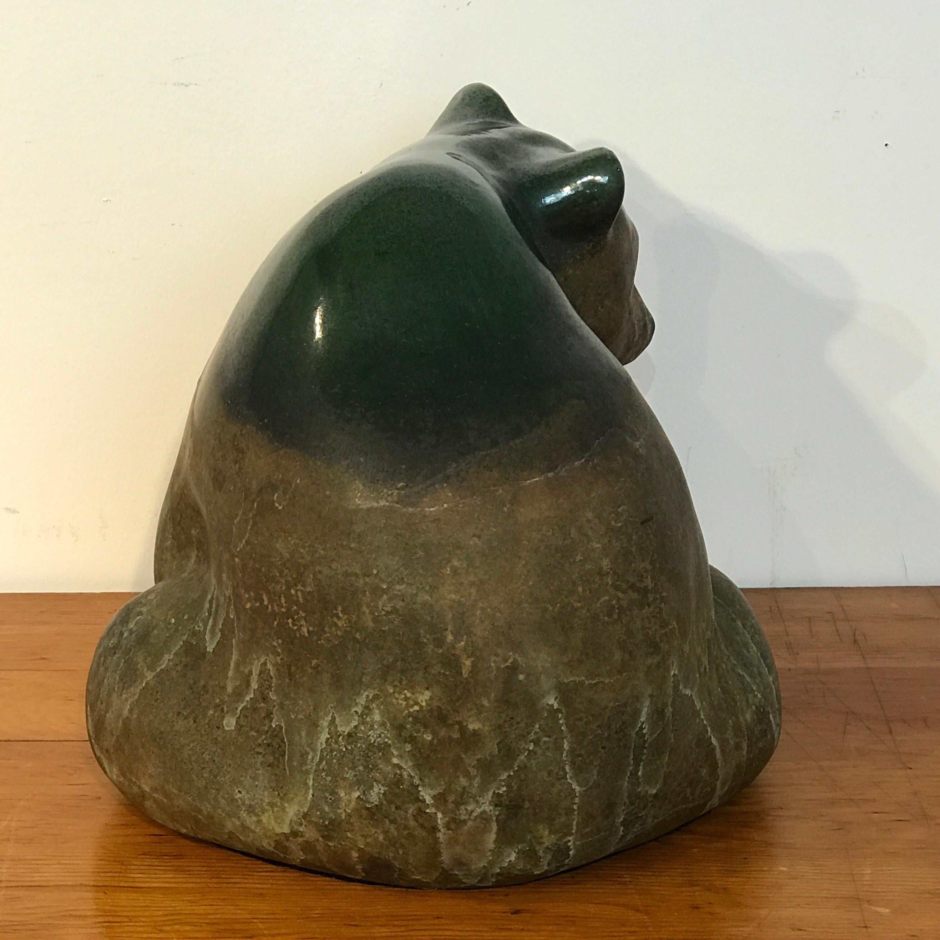 Mid-Century Modern Large Raku Pottery Seated Bear by Tony Evans