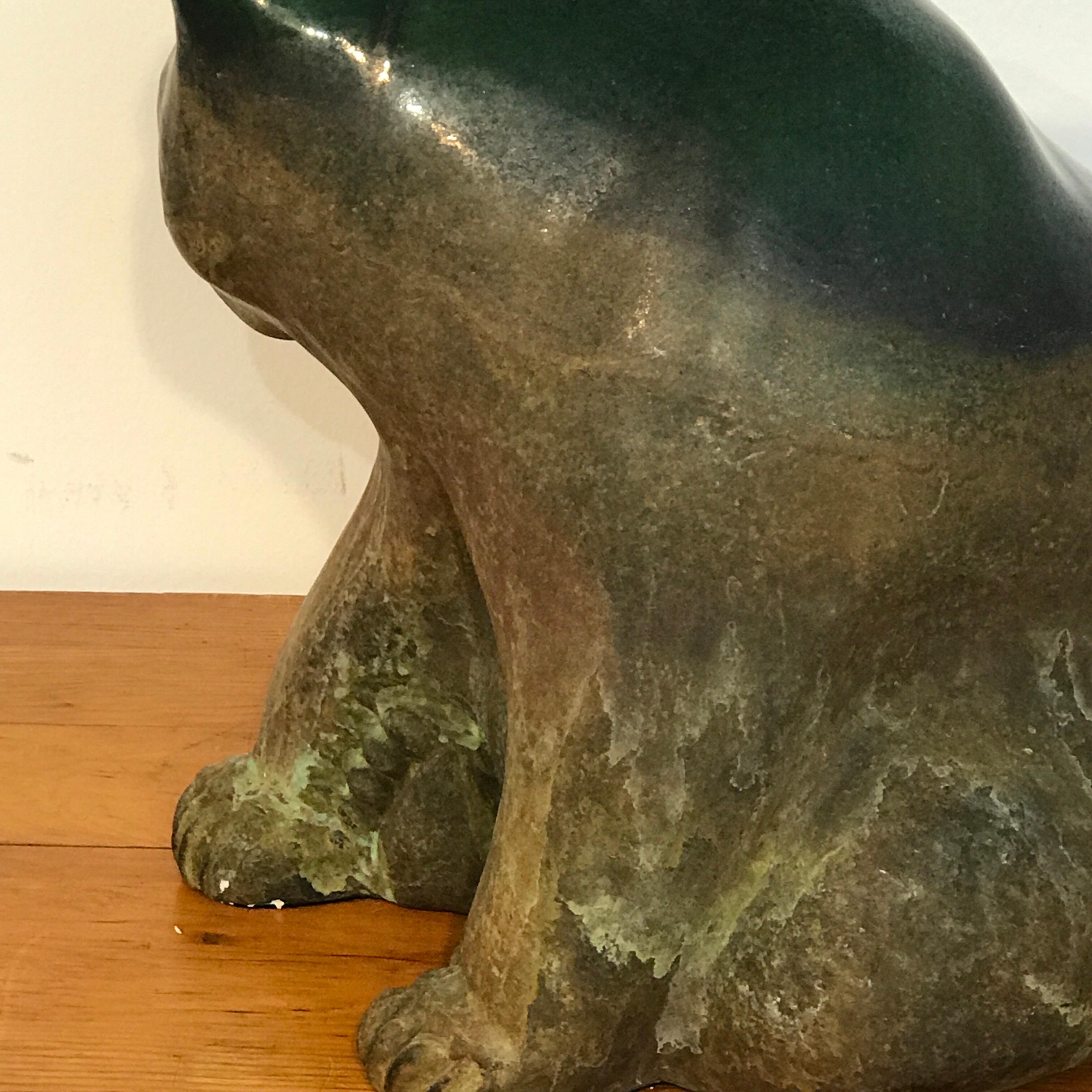 Large Raku Pottery Seated Bear by Tony Evans In Good Condition In West Palm Beach, FL