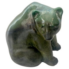 Large Raku Pottery Seated Bear by Tony Evans