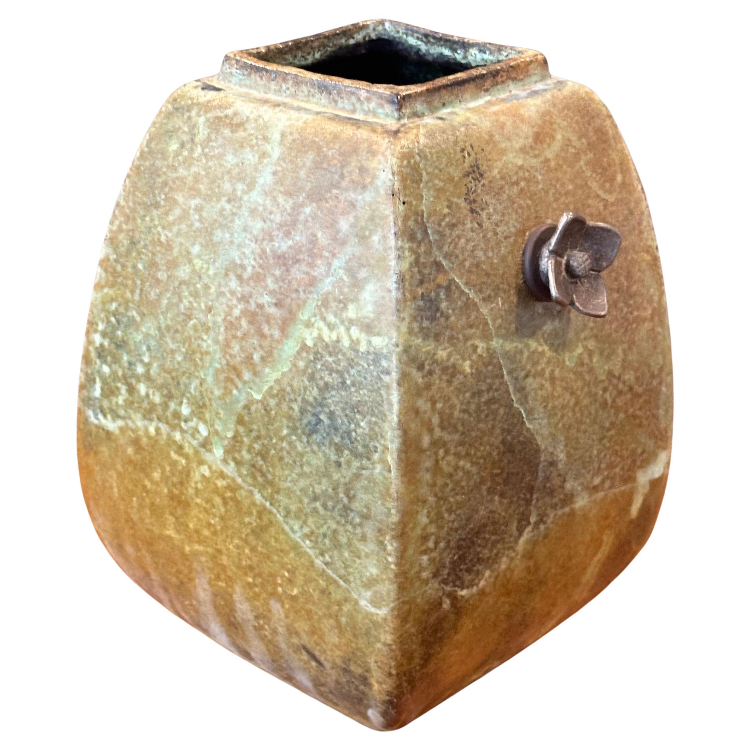 Large Raku Pottery Vase by Tony Evans For Sale 6