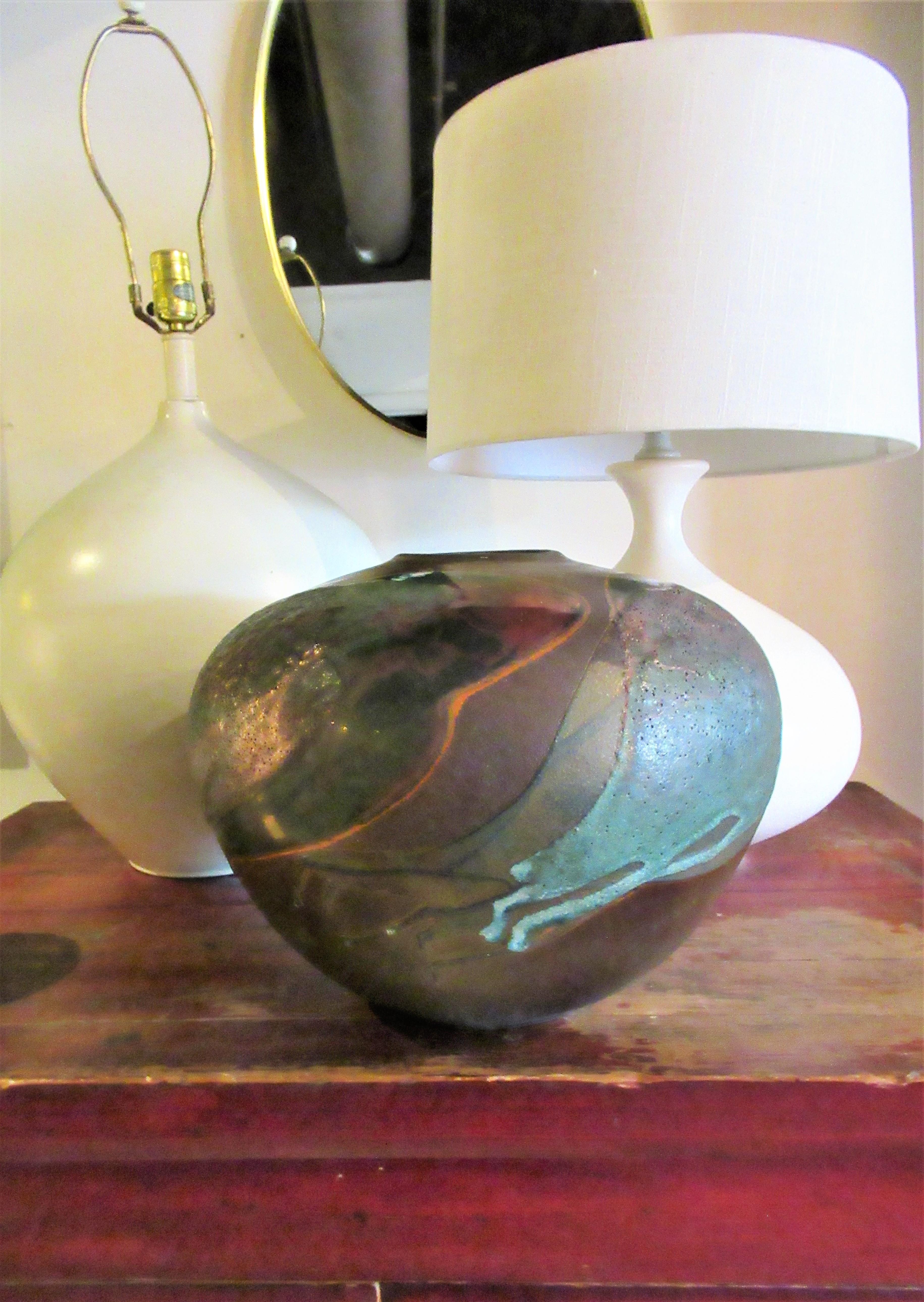 Tony Evans Large Raku Fired Pottery Vase 3