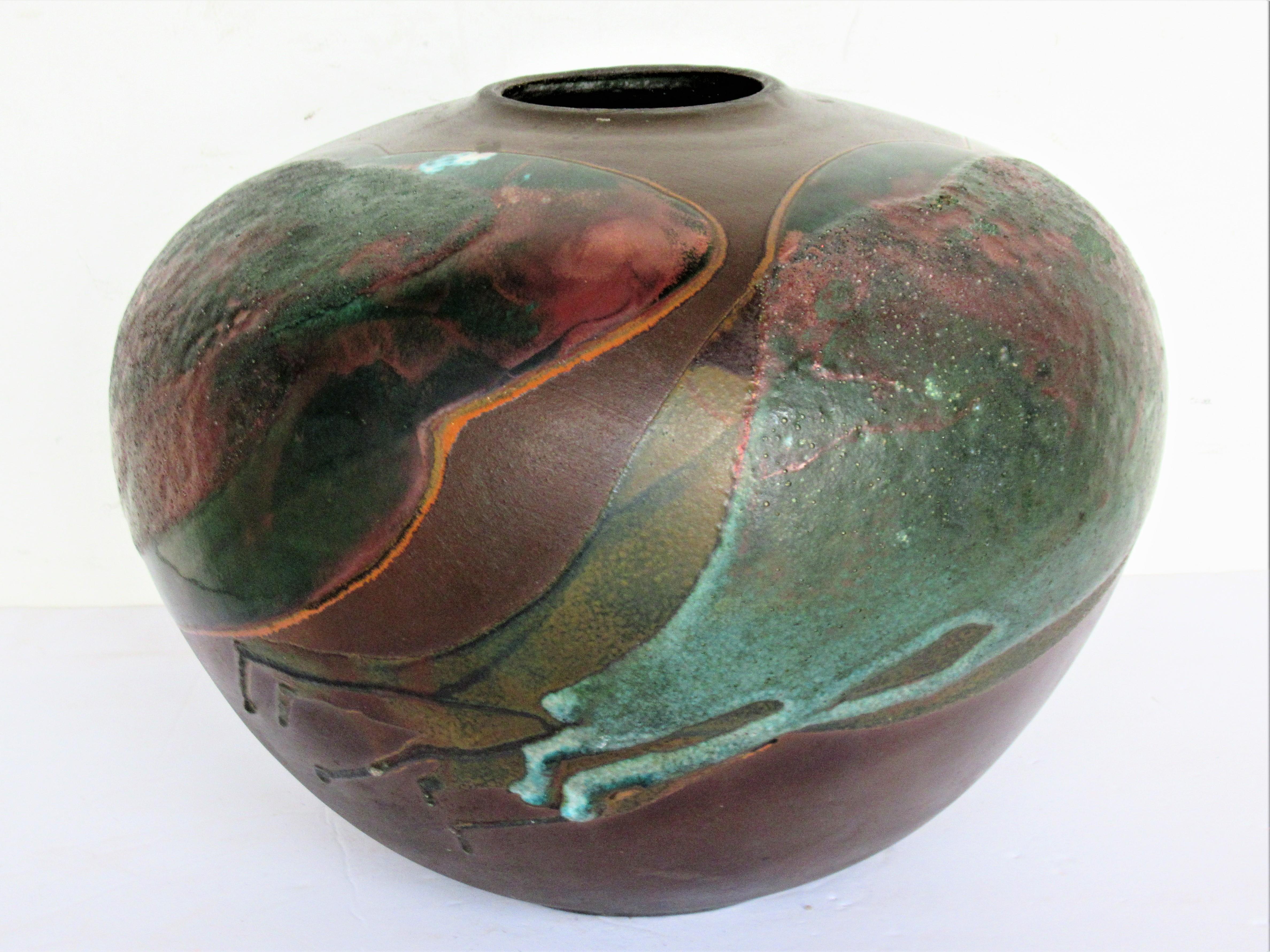 Tony Evans Large Raku Fired Pottery Vase 4