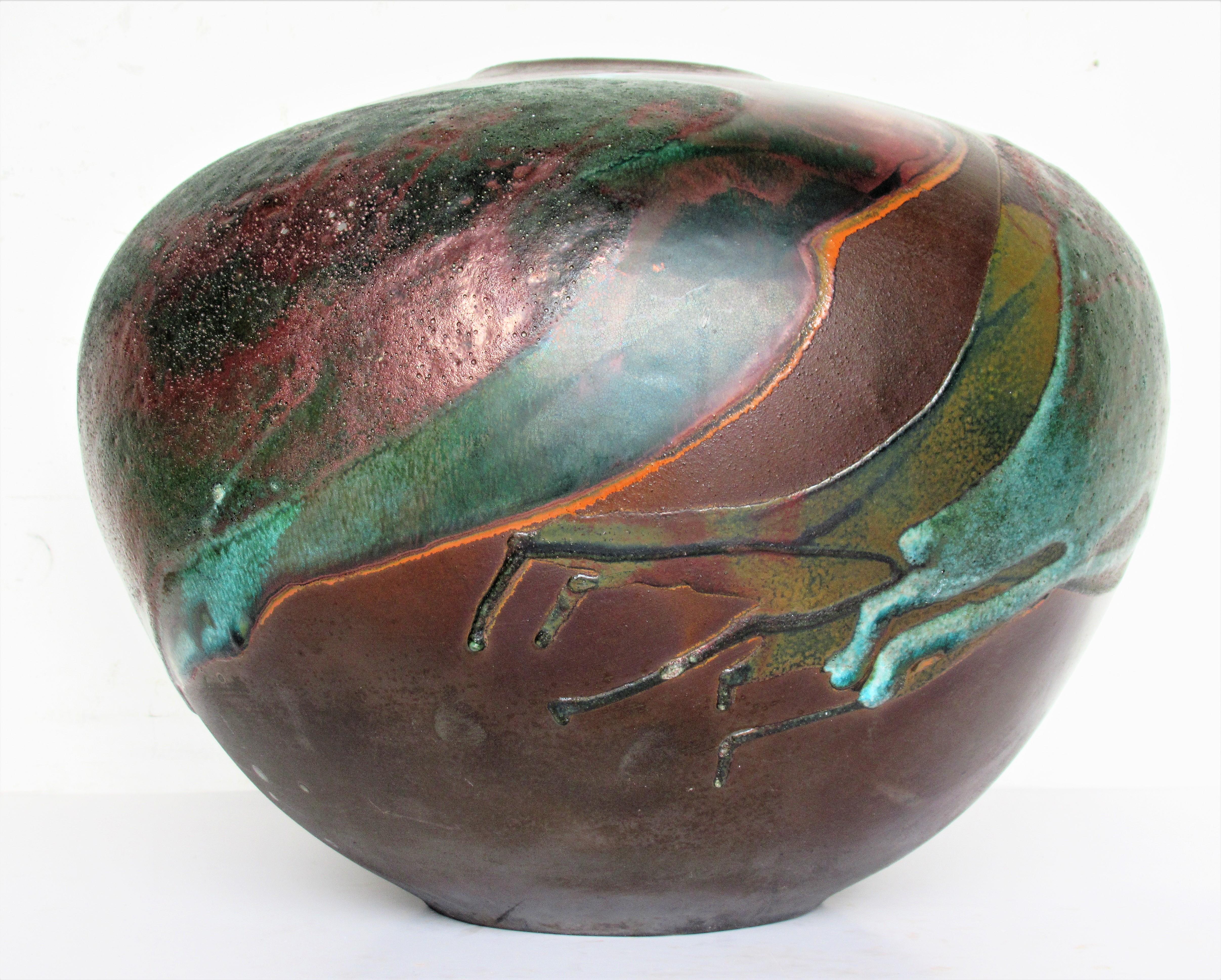 Tony Evans Large Raku Fired Pottery Vase 5