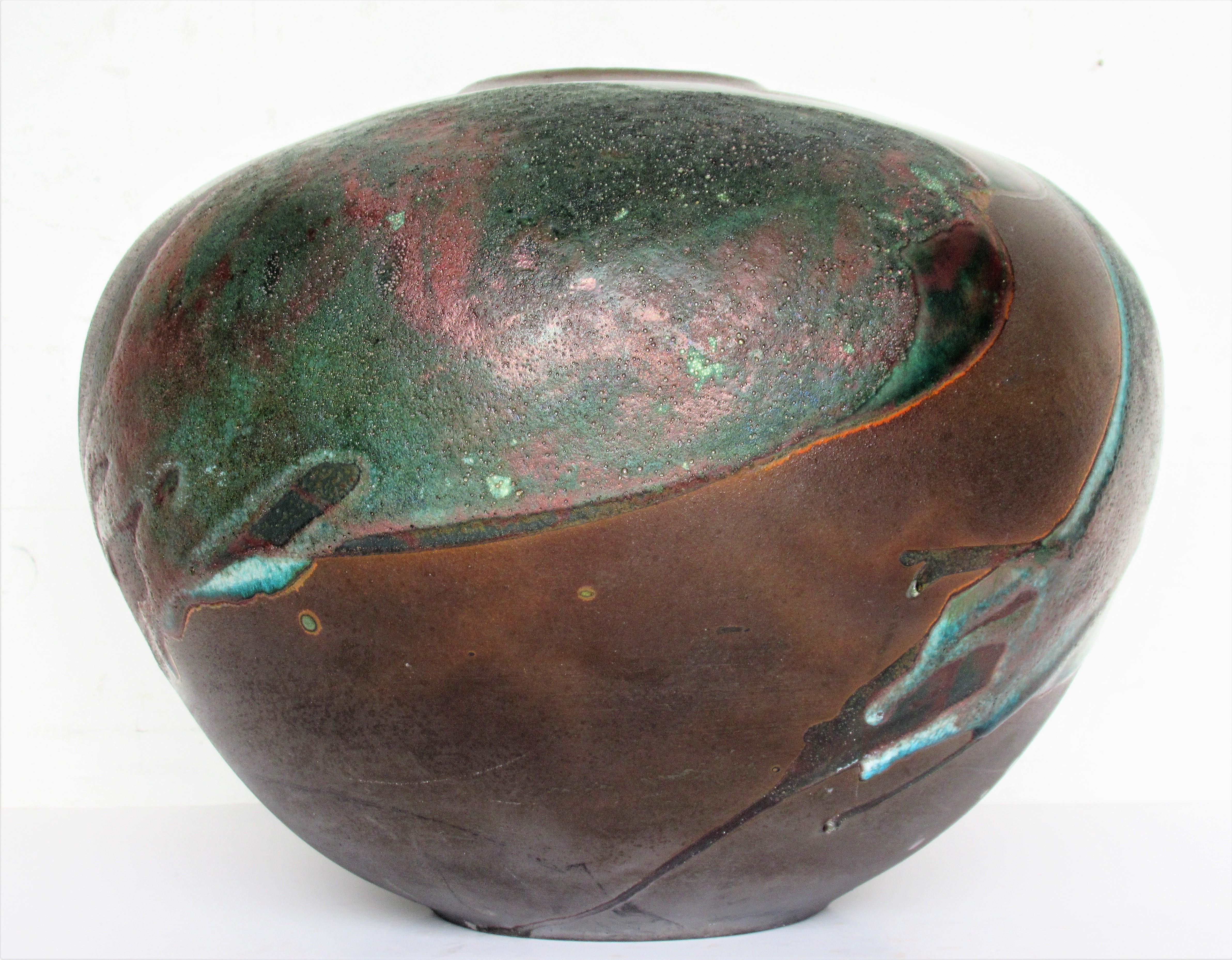 Tony Evans Large Raku Fired Pottery Vase 6