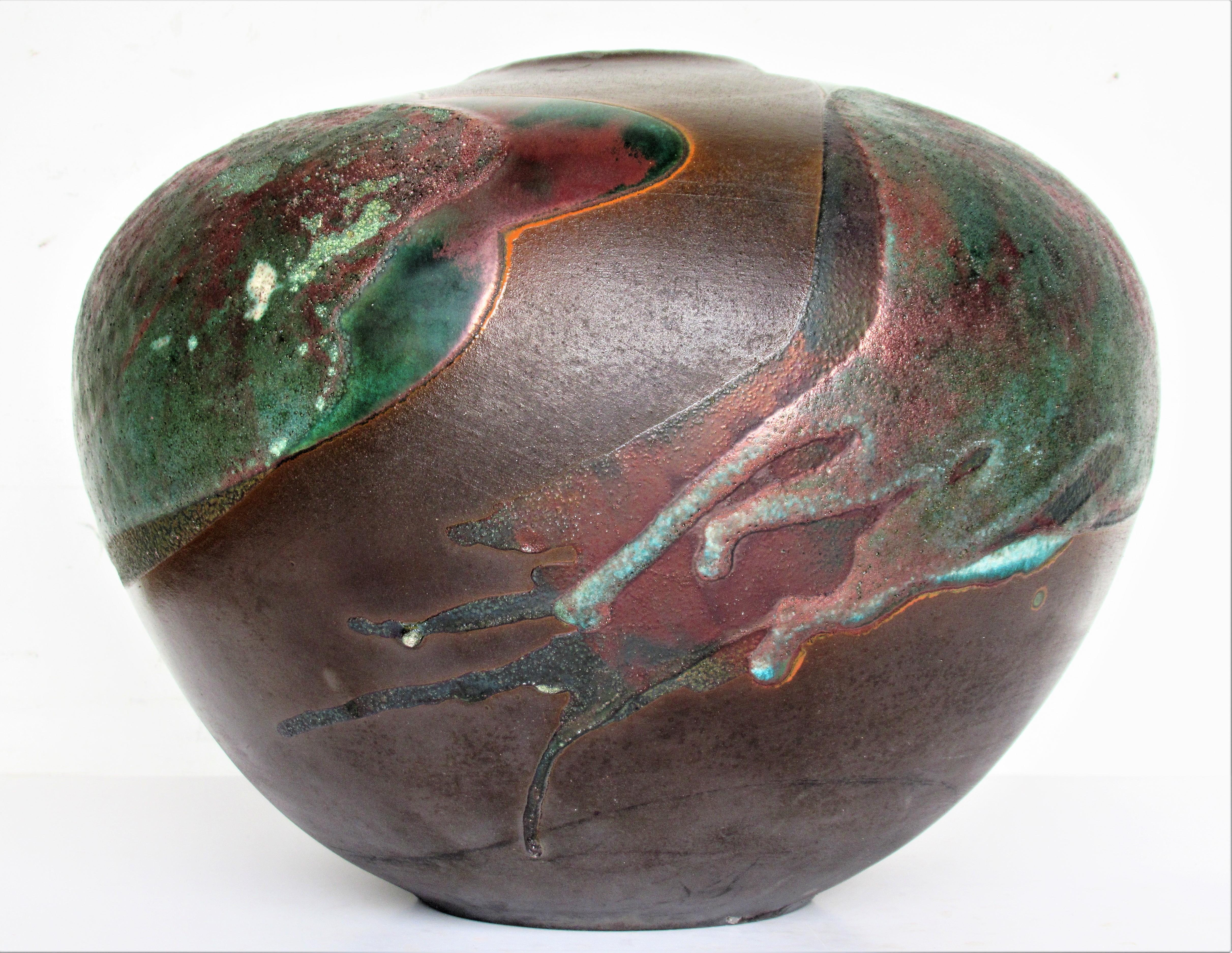 Tony Evans Large Raku Fired Pottery Vase 7