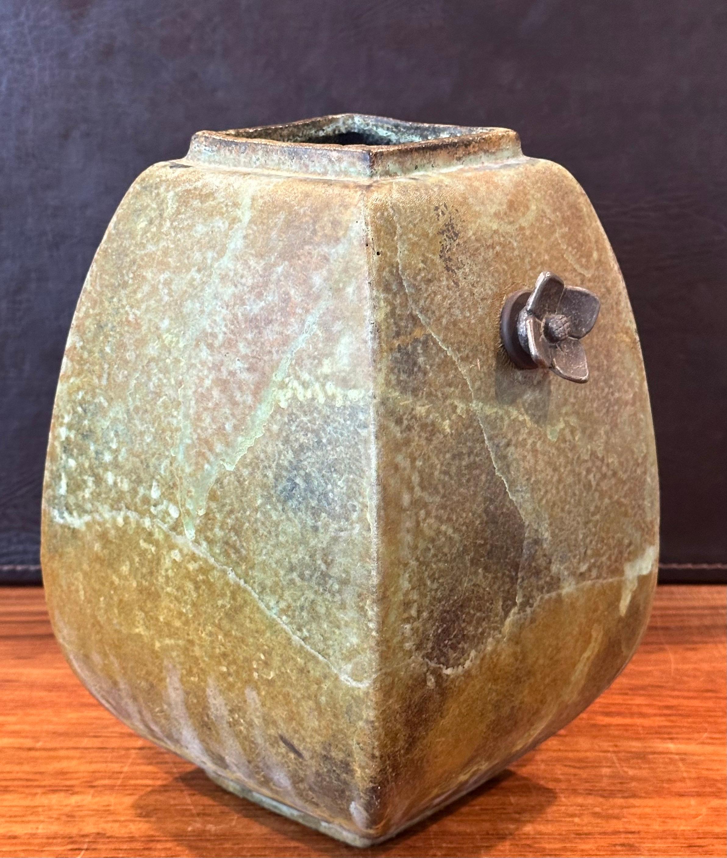 American Large Raku Pottery Vase by Tony Evans For Sale