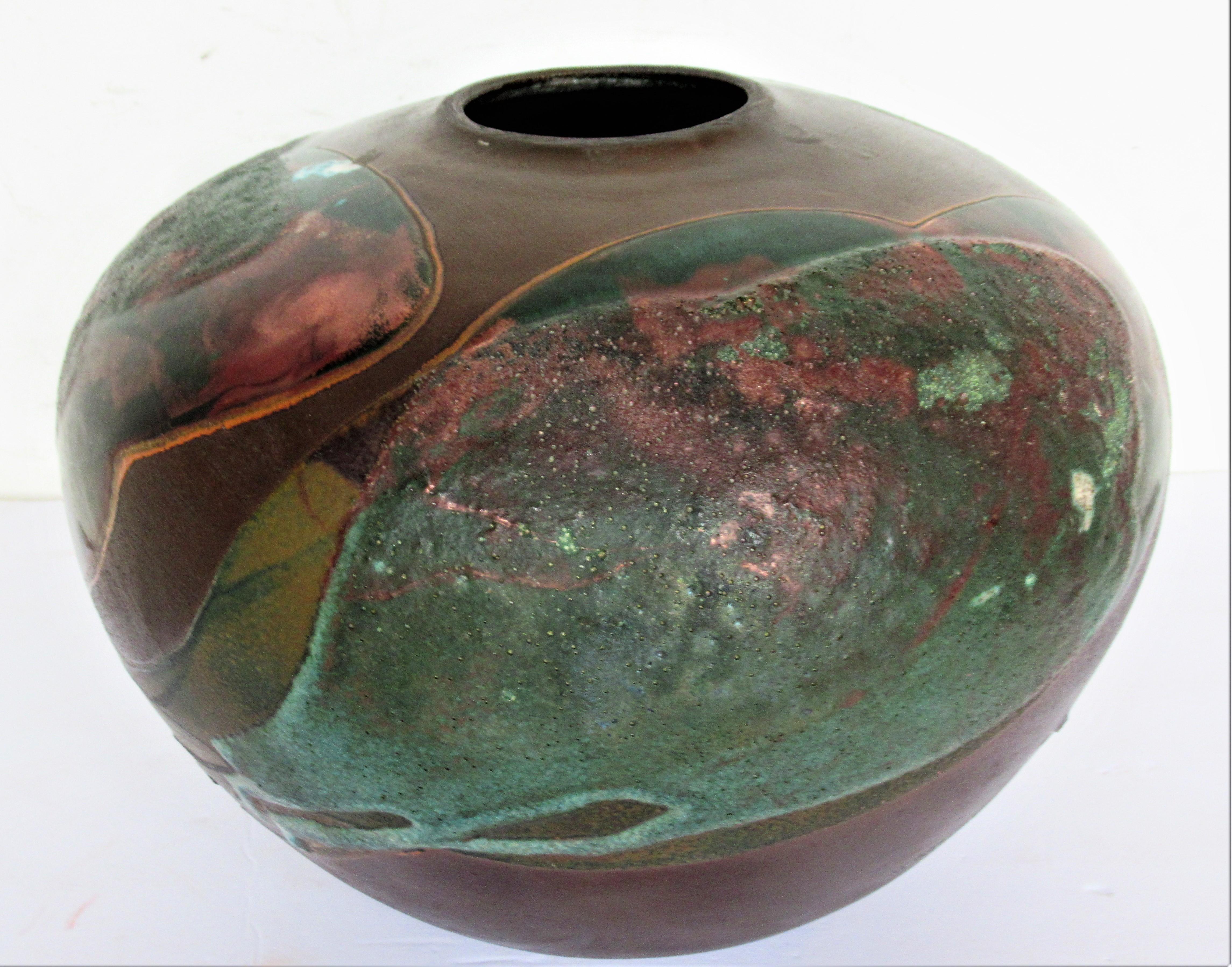 Modern Tony Evans Large Raku Fired Pottery Vase