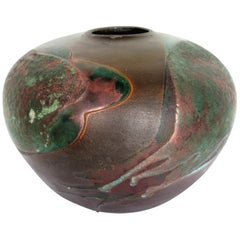 Tony Evans Grand vase en poterie cuite au four Raku
