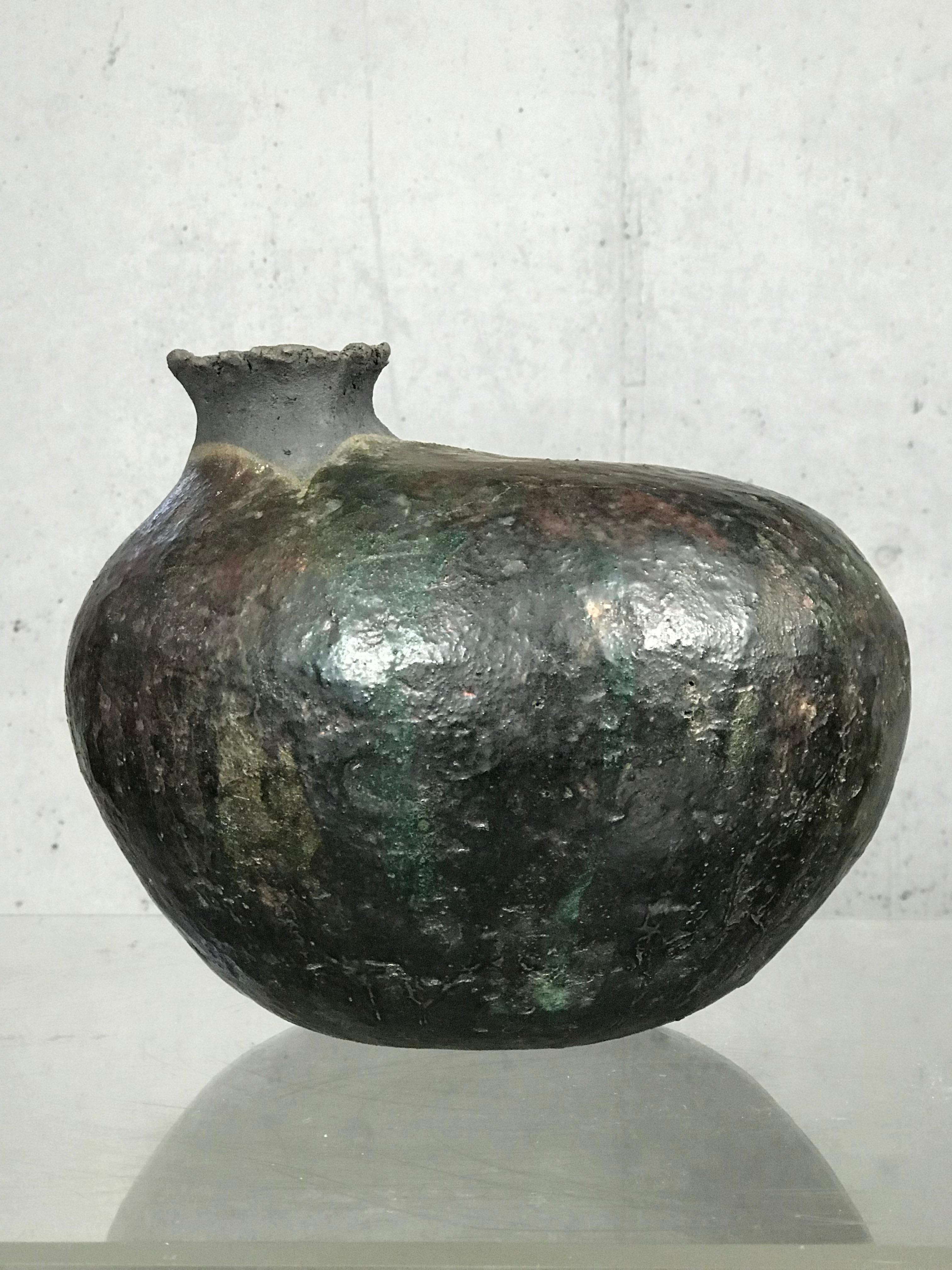 Large Raku Pottery Vase Pot by Listed Artist Charles 'Charlie' Brown 10
