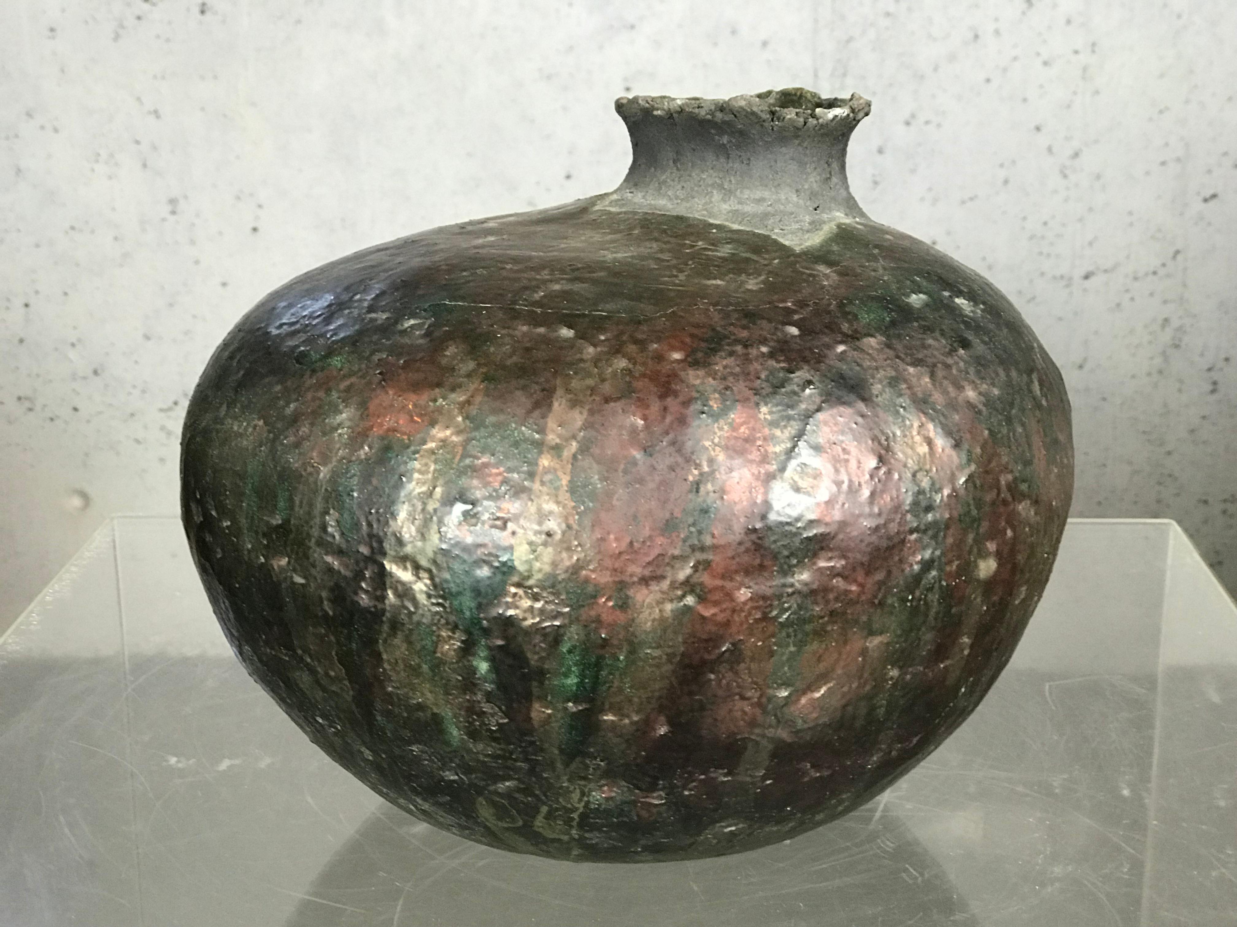 Ceramic Large Raku Pottery Vase Pot by Listed Artist Charles 'Charlie' Brown