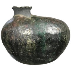 Vintage Large Raku Pottery Vase Pot by Listed Artist Charles 'Charlie' Brown