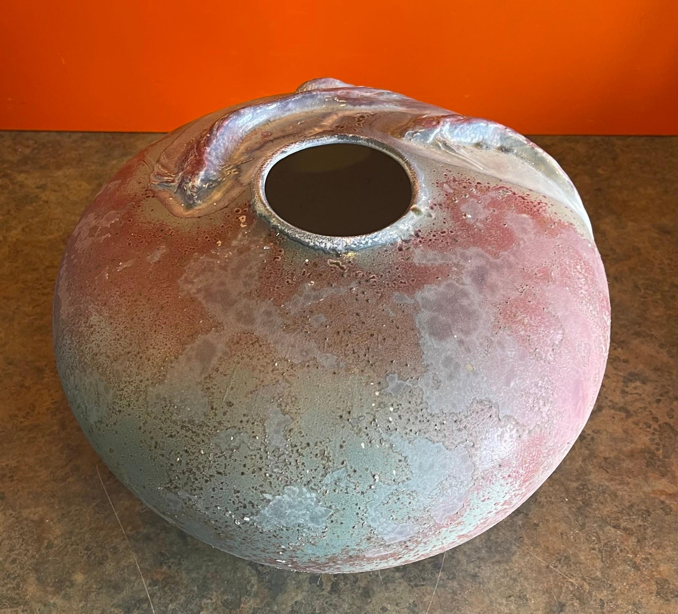 20th Century Large Raku Pottery Vase / Pot with Koi Fish by Tony Evans For Sale