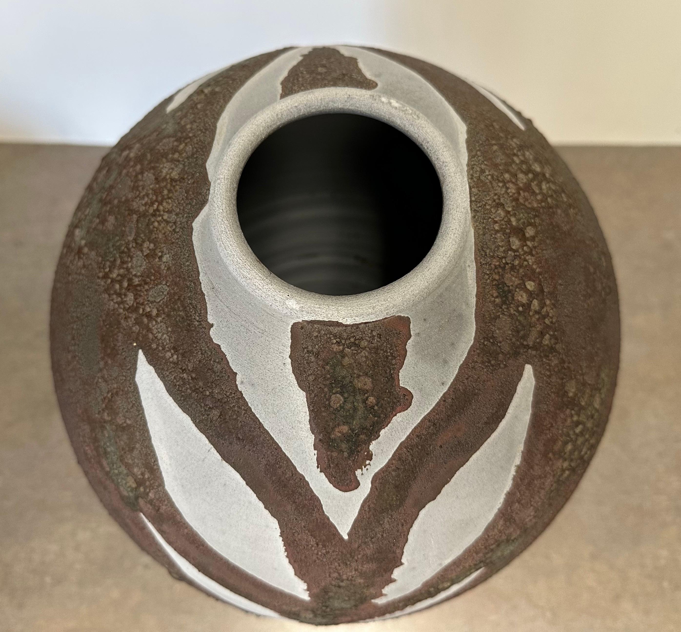 Large Raku Studio Pottery Vase in the Style of Andersen Design For Sale 5