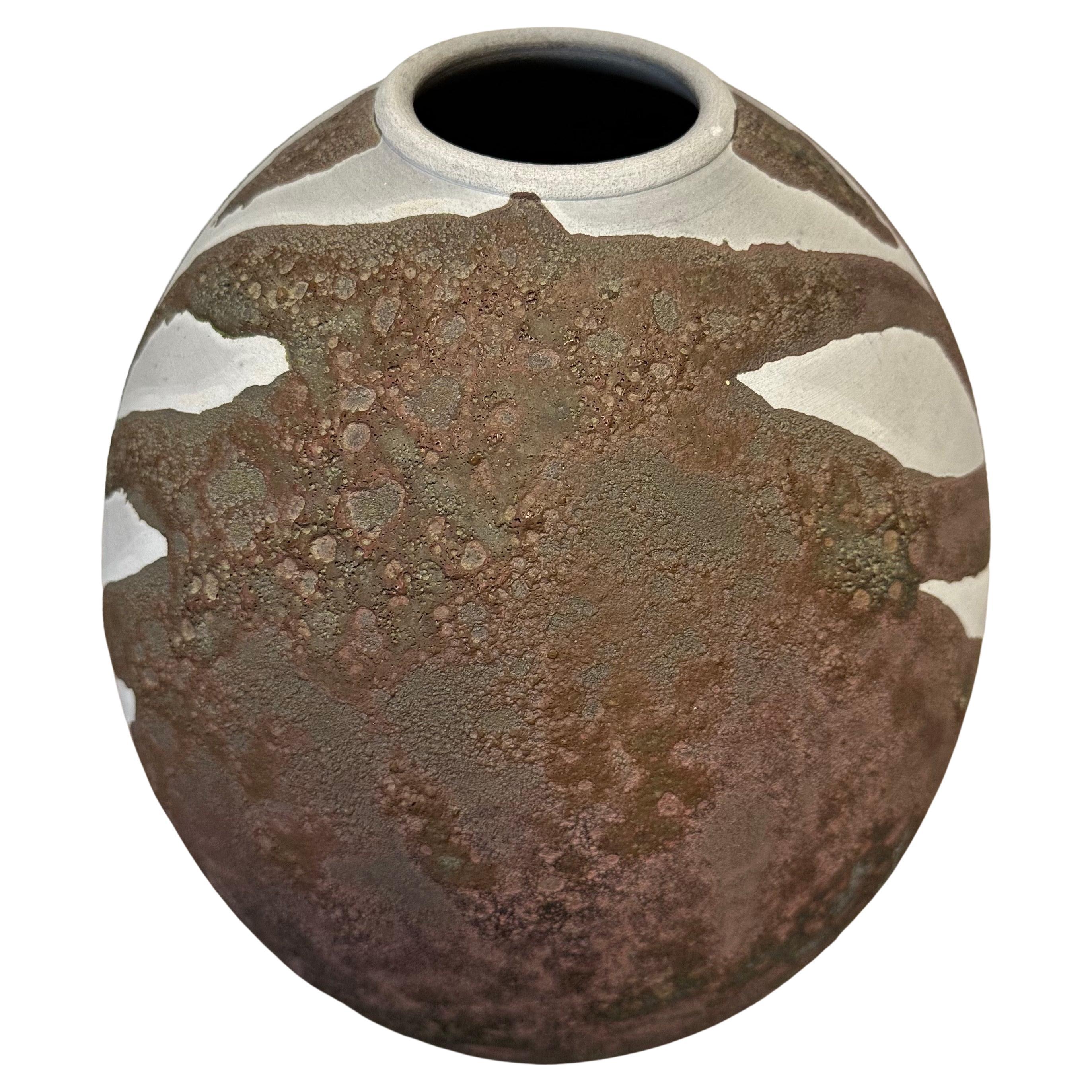 Mid-Century Modern Large Raku Studio Pottery Vase in the Style of Andersen Design For Sale
