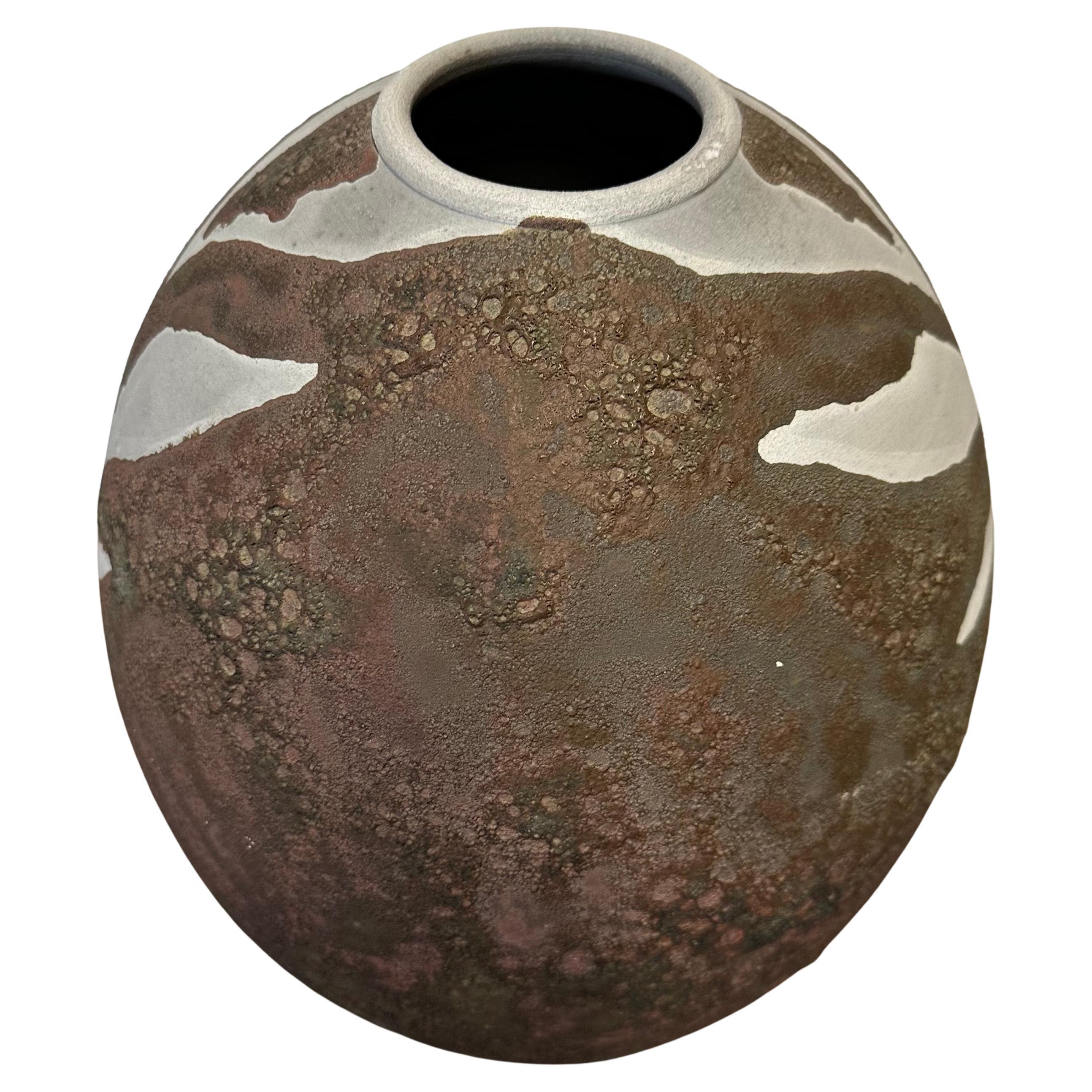 Hand-Crafted Large Raku Studio Pottery Vase in the Style of Andersen Design For Sale