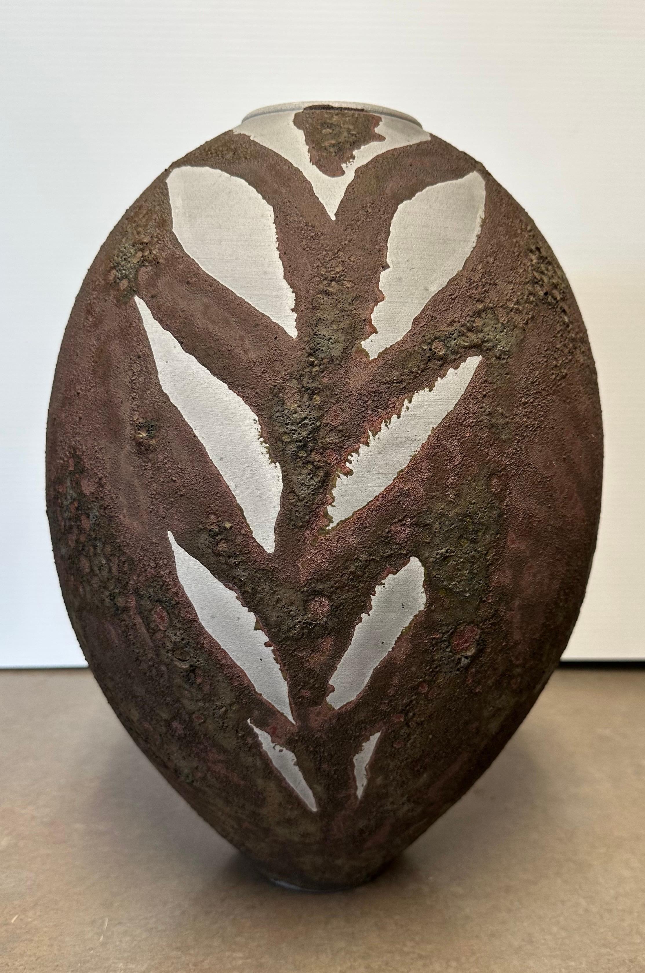 20th Century Large Raku Studio Pottery Vase in the Style of Andersen Design For Sale