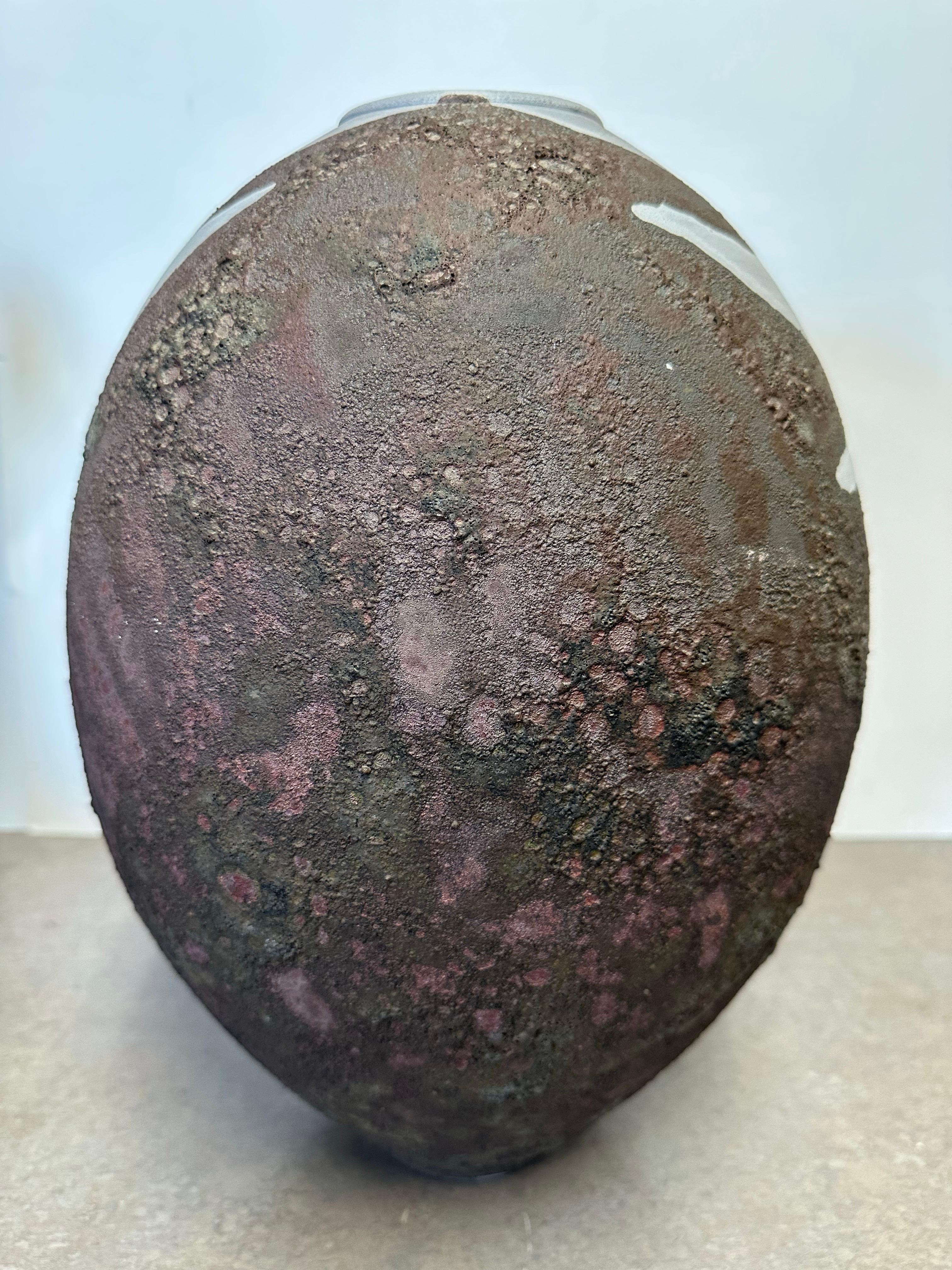 Stoneware Large Raku Studio Pottery Vase in the Style of Andersen Design For Sale