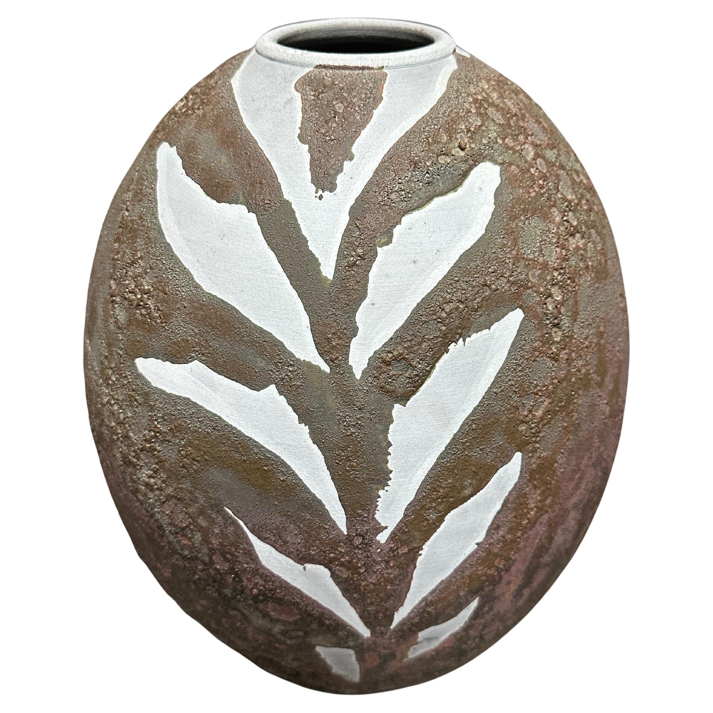 Large Raku Studio Pottery Vase in the Style of Andersen Design
