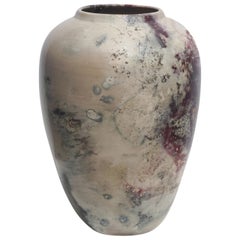 Vintage Large Raku Style Ceramic Vase by Joel Magen