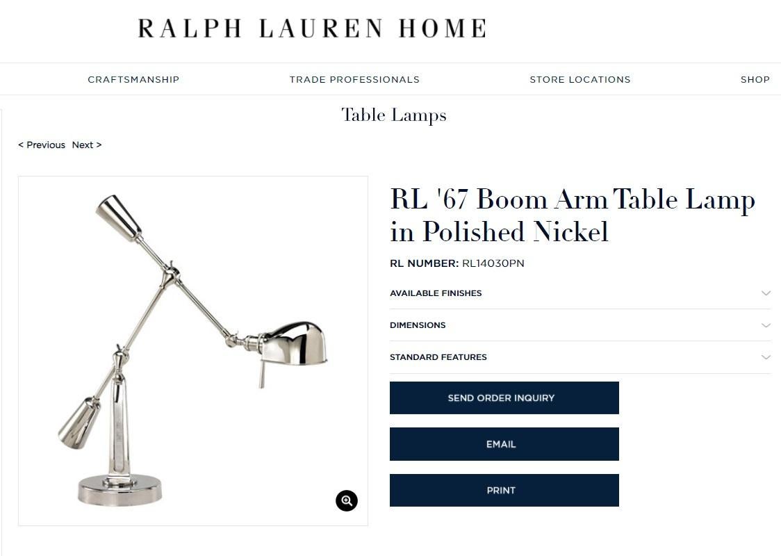 I am delighted to offer for sale this lovely Ralph Lauren counterpoise and Anglepoise nickel plated chrome Boom arm 1967 table lamp

This sale is for a large table lamp, it has three points of articulation and is highly adjustable

Condition