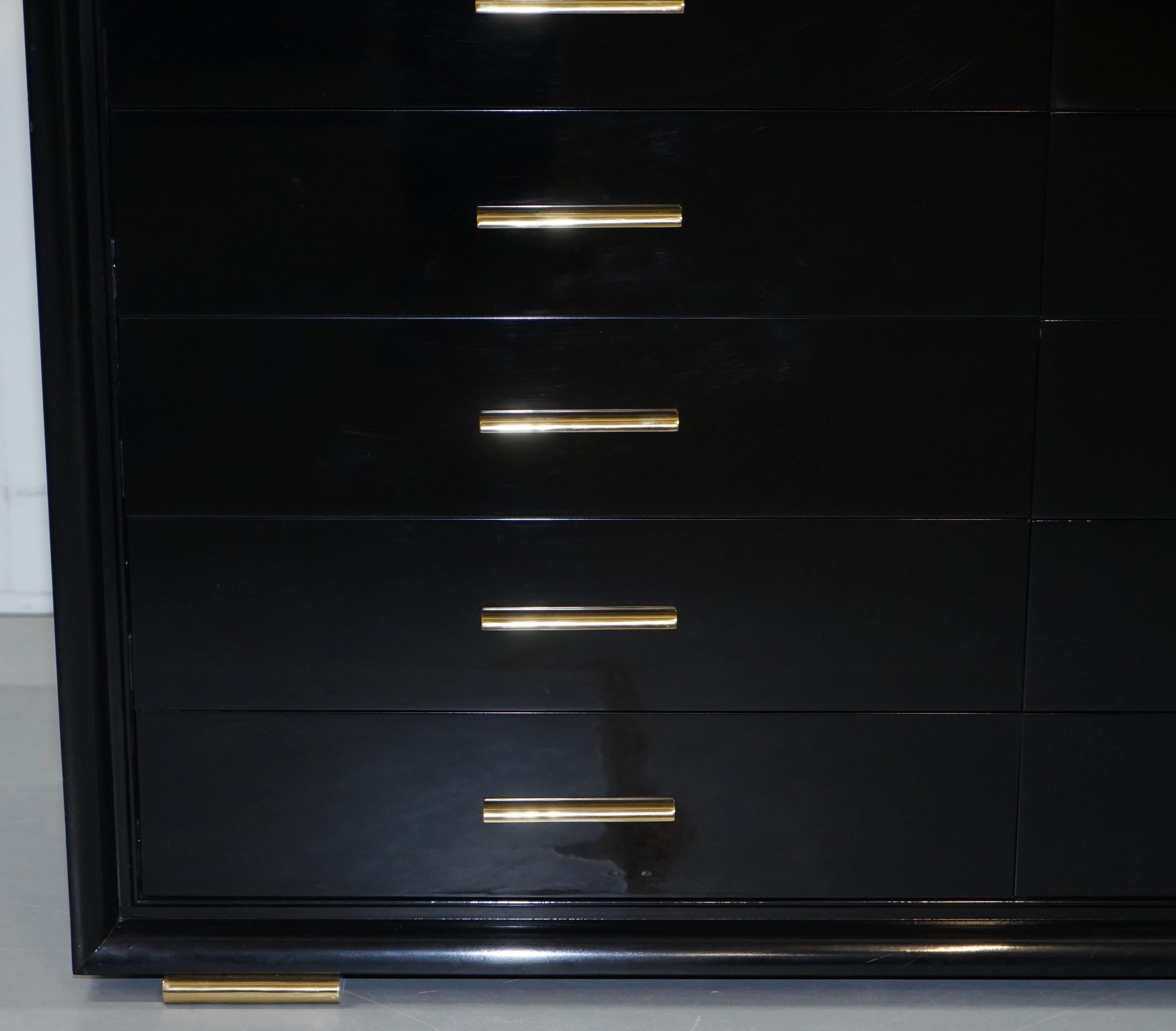Large Ralph Lauren Fifth Avenue Ebonised Black and Gold Chest of Drawers 1