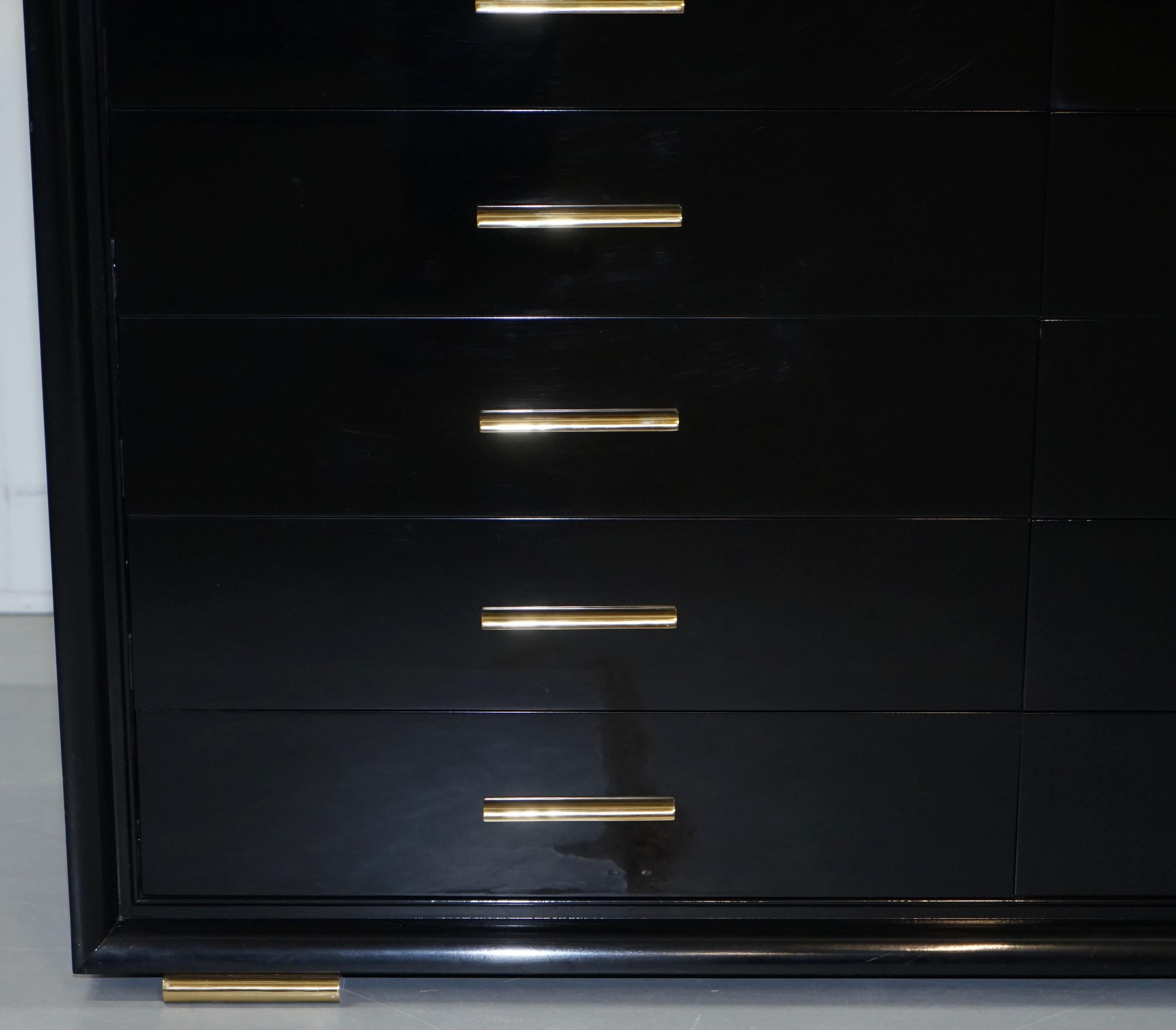 Large Ralph Lauren Fifth Avenue Ebonised Black and Gold Chest of Drawers 2