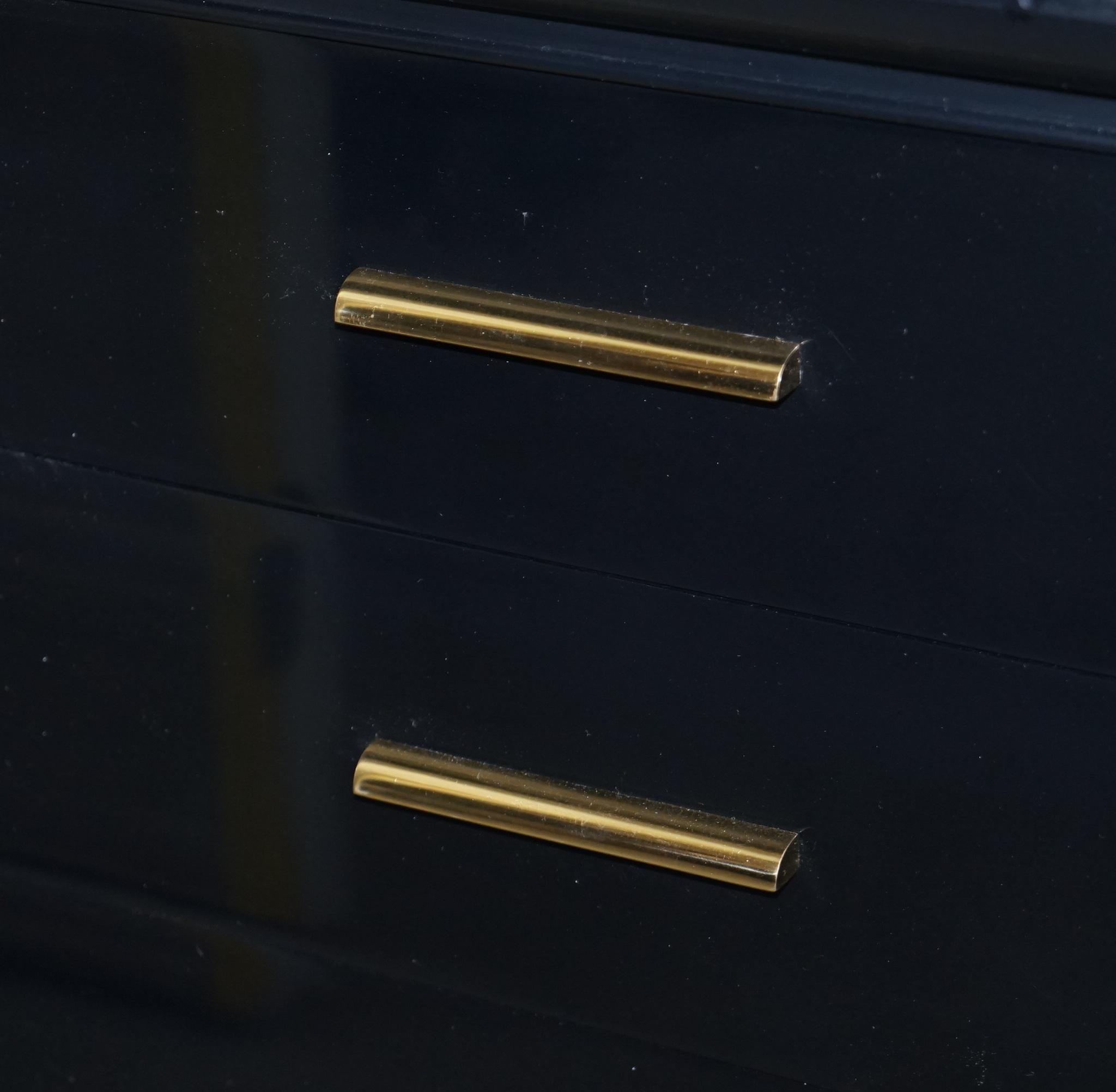 Large Ralph Lauren Fifth Avenue Ebonised Black and Gold Chest of Drawers 2