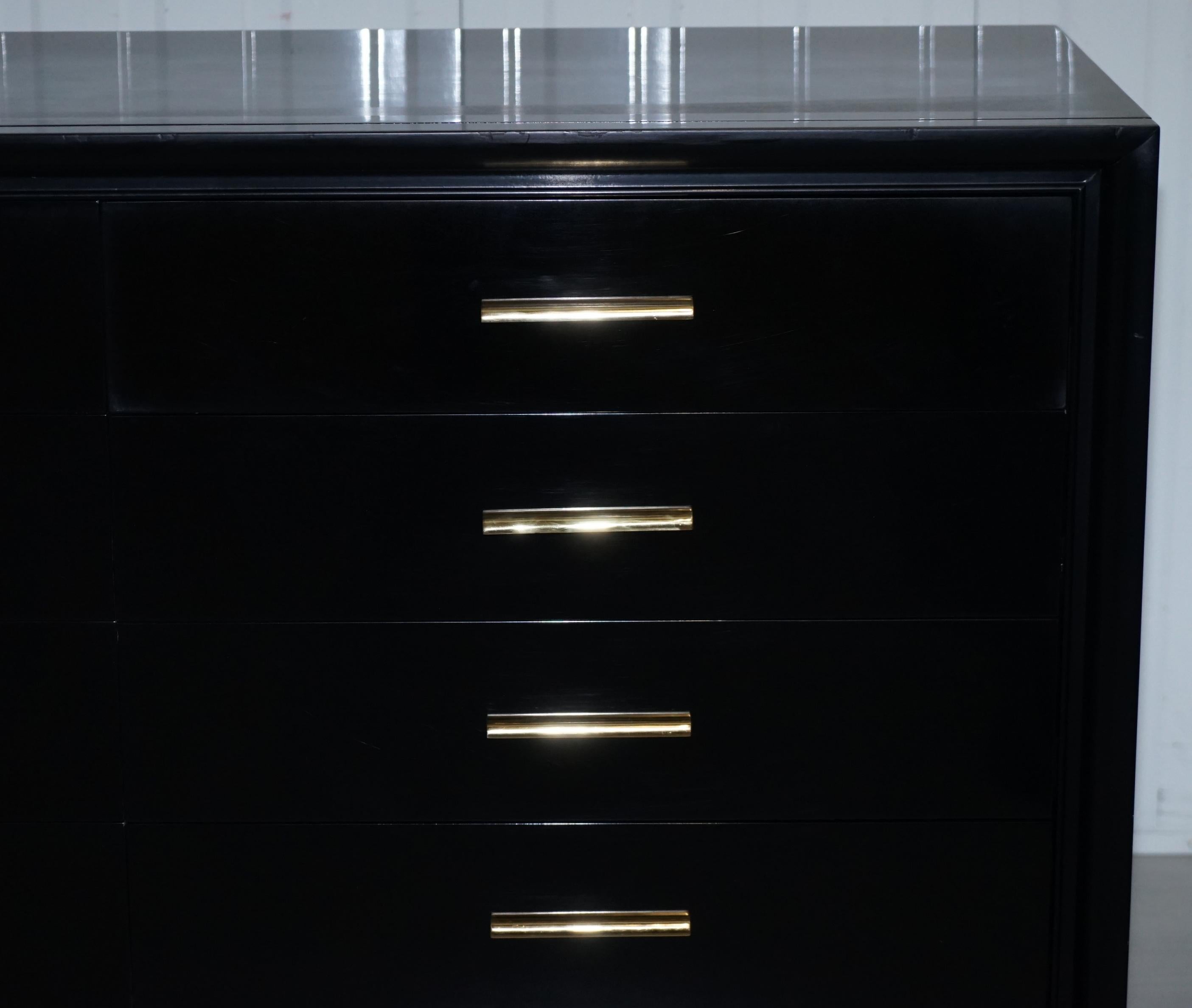 Large Ralph Lauren Fifth Avenue Ebonised Black and Gold Chest of Drawers In Good Condition In West Sussex, Pulborough
