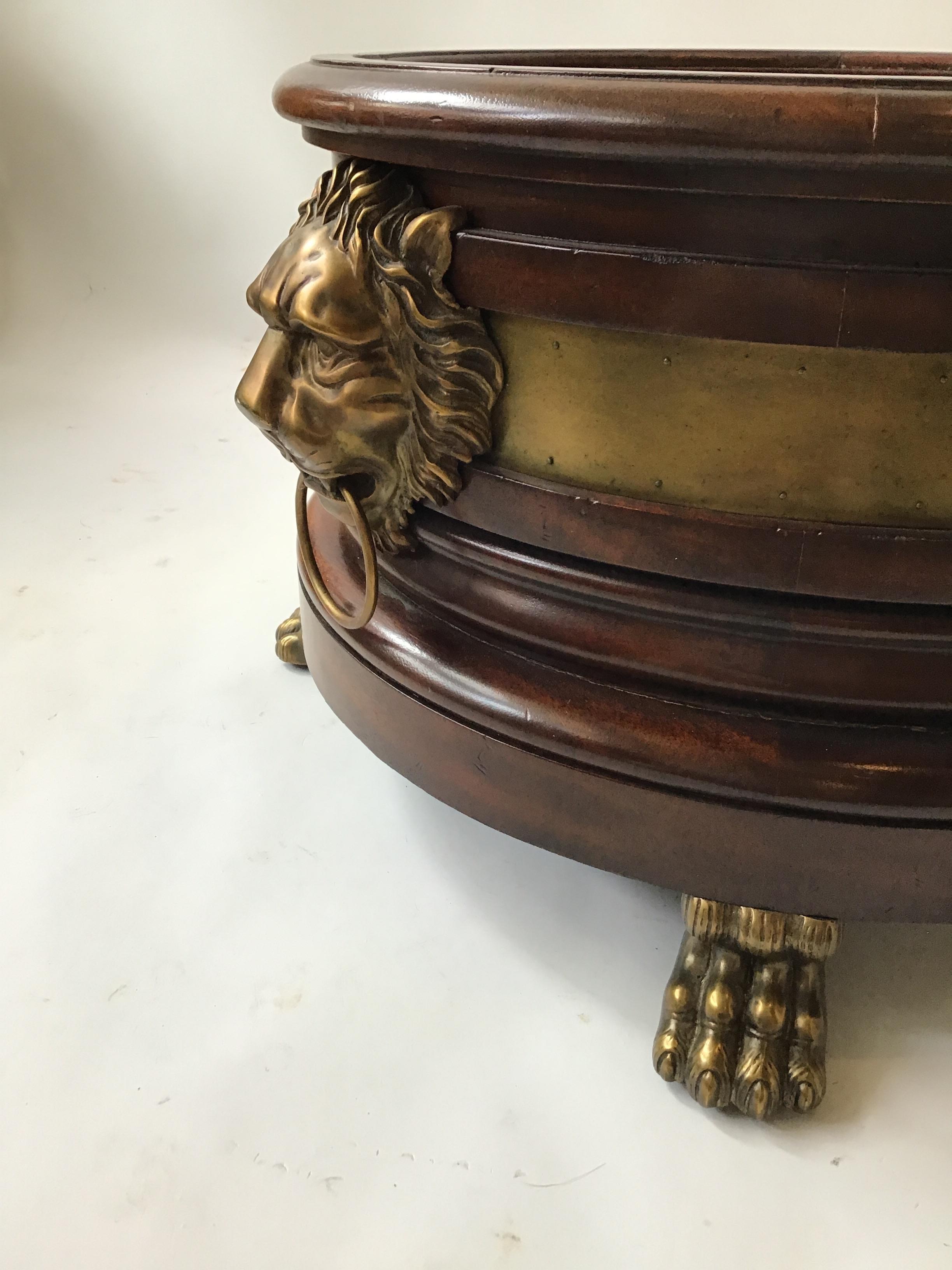 Late 20th Century Ralph Lauren Large Wood  Lion Head Planter / Tub