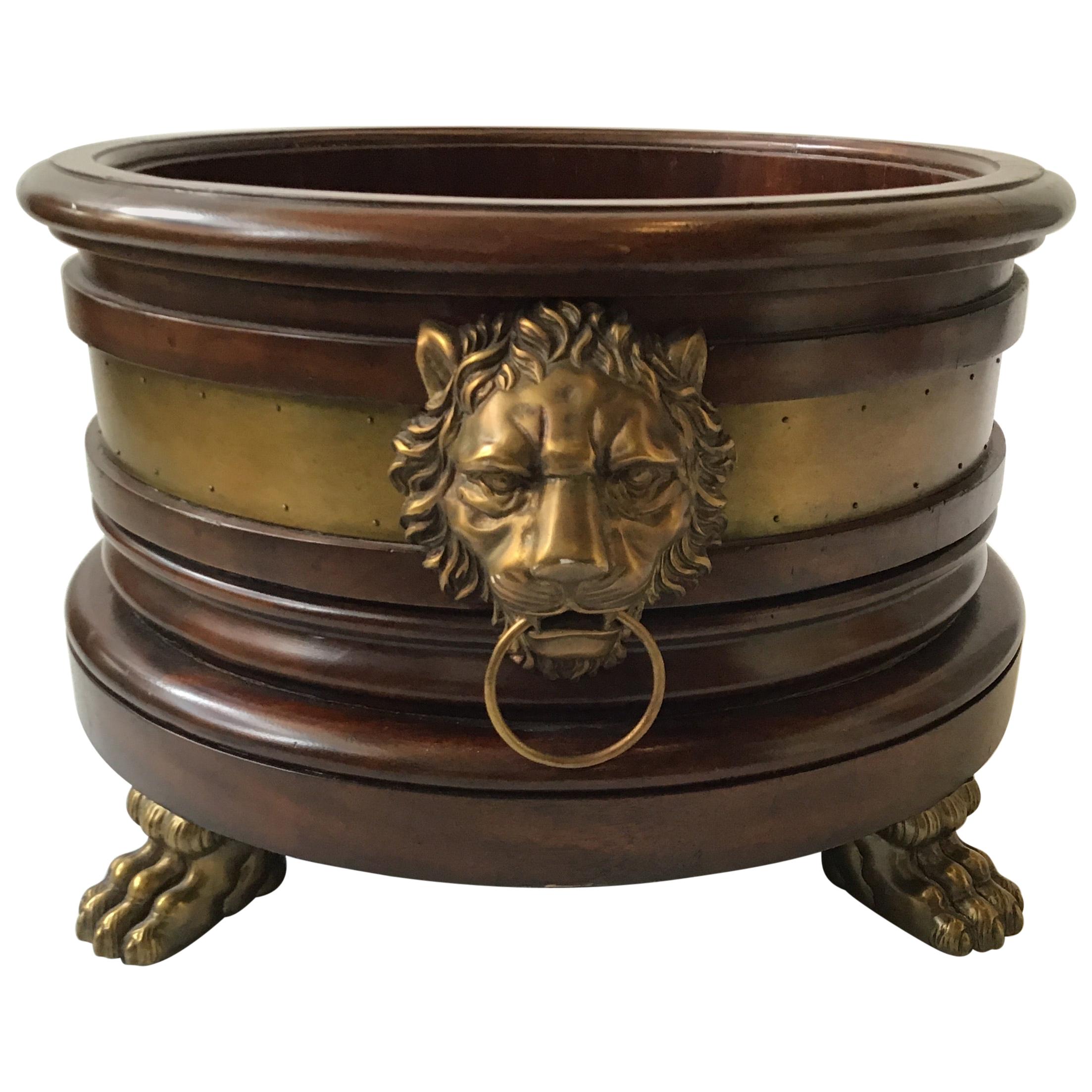 Ralph Lauren Large Wood  Lion Head Planter / Tub