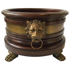 Ralph Lauren Large Wood Lion Head Planter / Tub