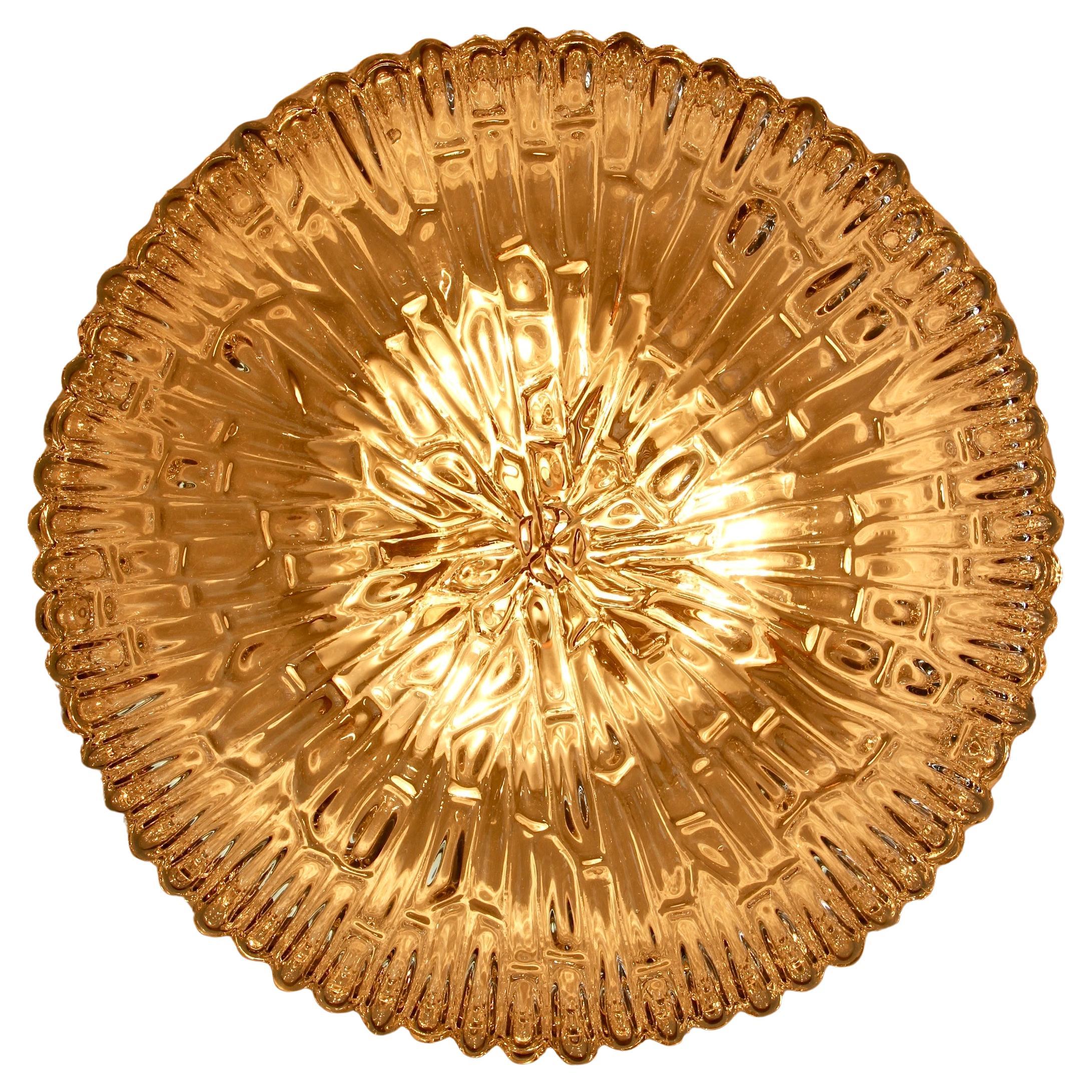 Grande e rara lampada da incasso in vetro a bolle d'aria Rupert Nikoll da 16 pollici C.C. 1955