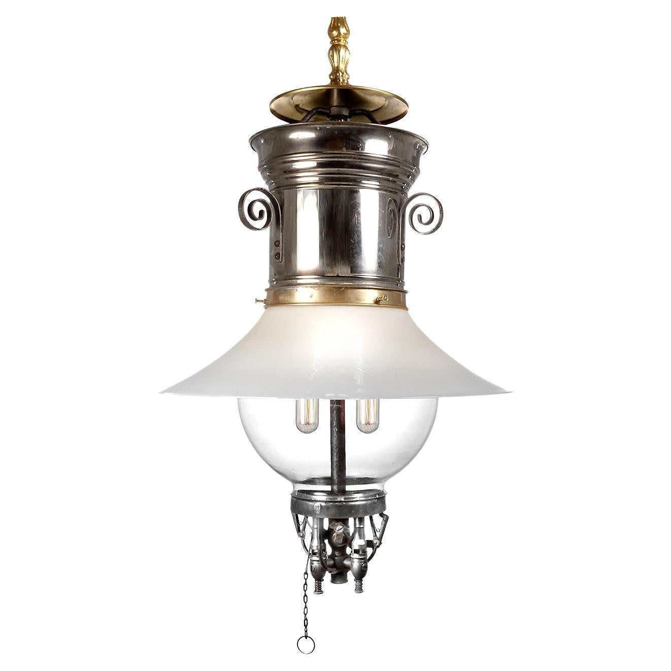 Large Rare 1901 Humphrey Gas Lamp - Electrified