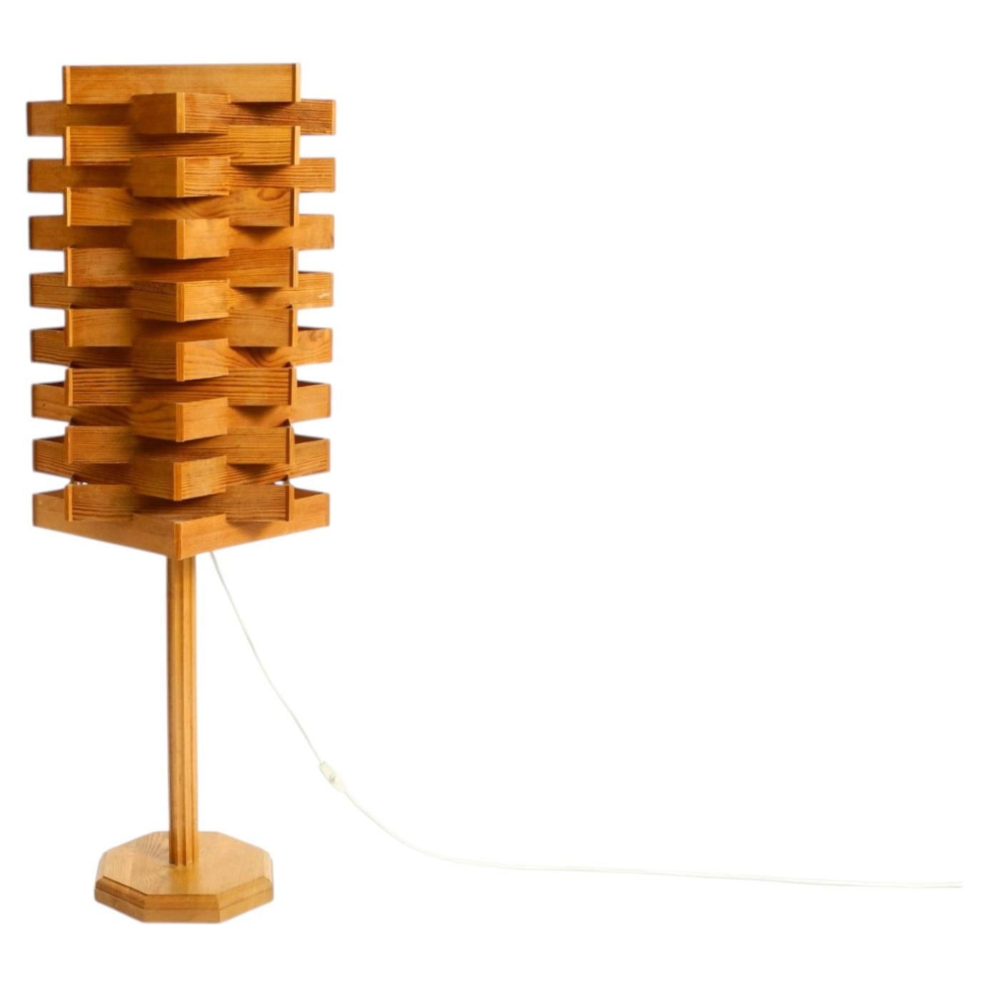 Grand et rare lampadaire ou lampe de table en placage de pin des années 1960 - Production scandinave
