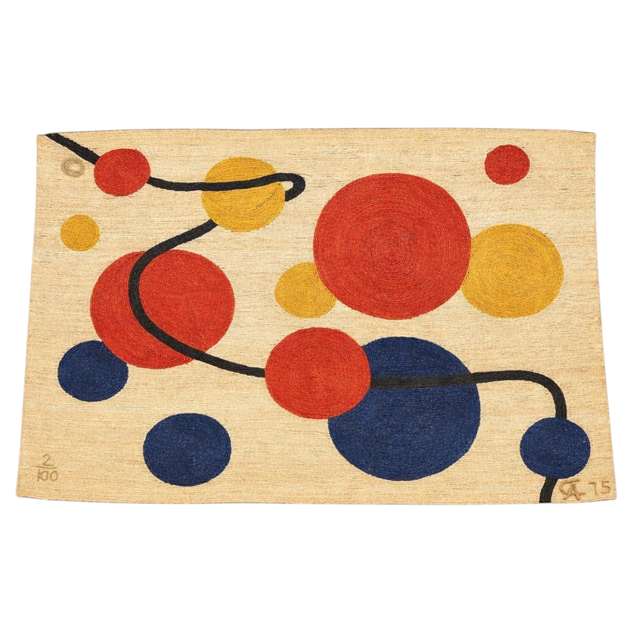 Große & seltene Alexander Calder Schlangen Jute Wandteppich Bon Art Guatemala 6x8 ft