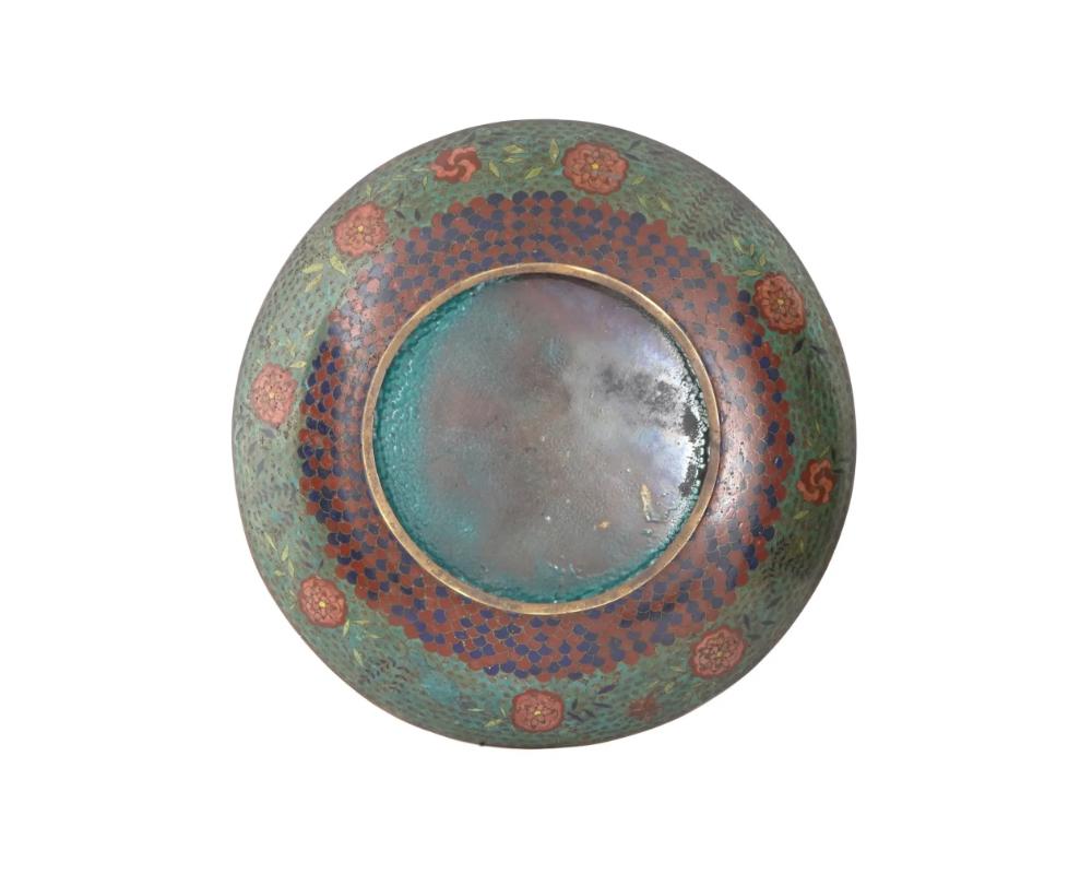 Large Rare Antique Japanese Cloisonne Enamel Plate In Good Condition For Sale In New York, NY