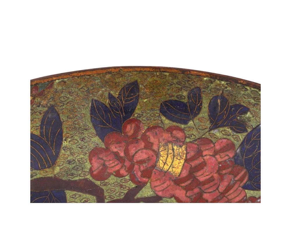 18th Century Large Rare Antique Japanese Cloisonne Enamel Plate For Sale