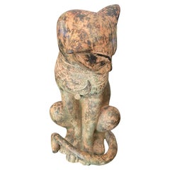 Large Rare Art Deco Bronze Egyptian Cat Goddess Bastet Sculpture Statue, c.1930