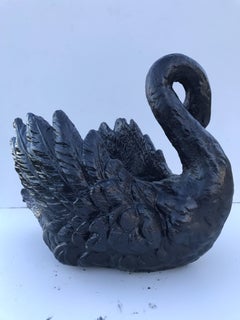 Large Rare Art Nouveau Cast Iron Swan Planter Jardinière Very Heavy