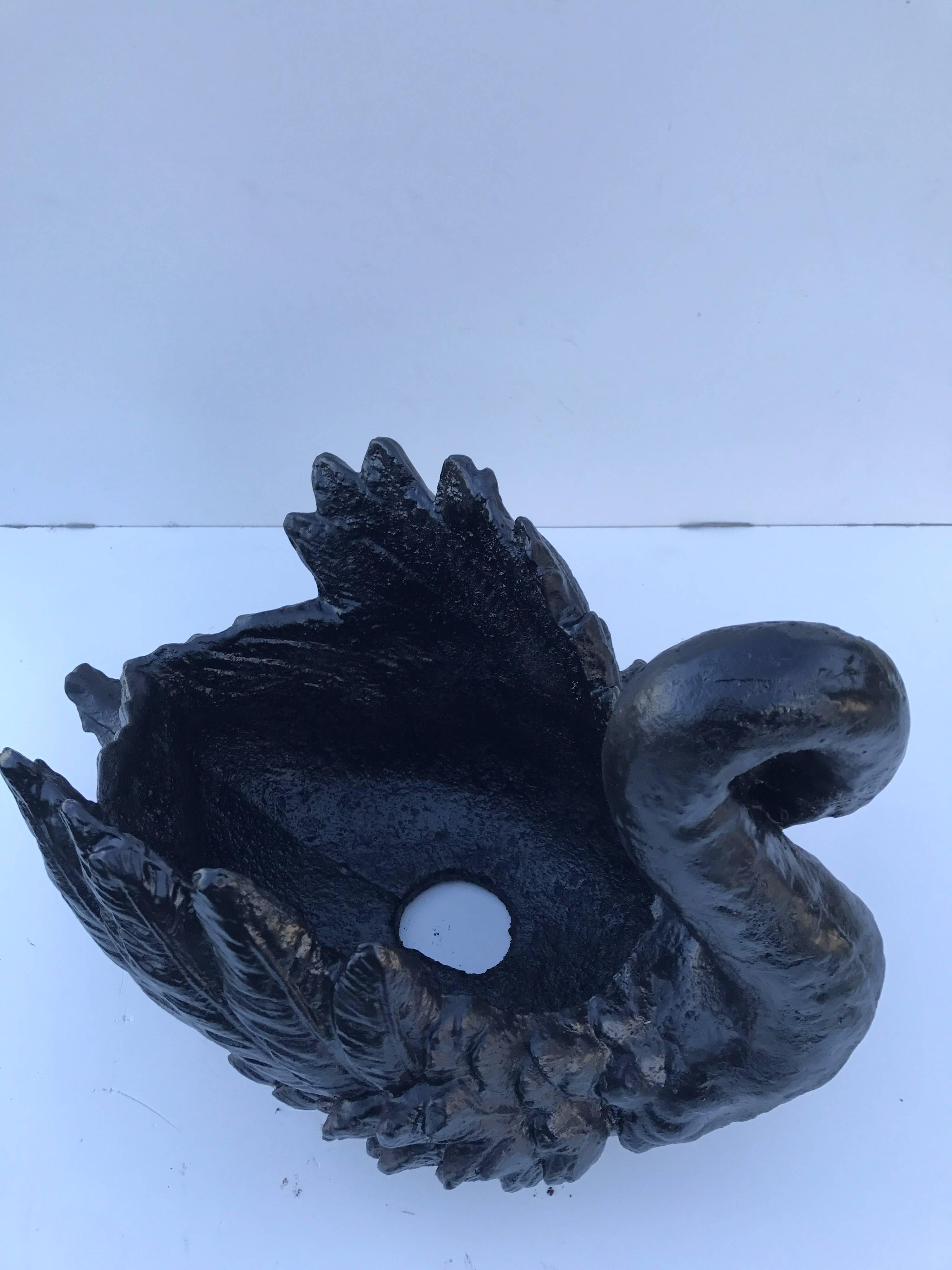 Large Rare Art Nouveau Cast Iron Swan Planter Jardinière Very Heavy For Sale 4