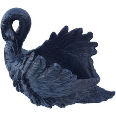 Antique Large Rare Art Nouveau Cast Iron Swan Planter Jardinière Very Heavy