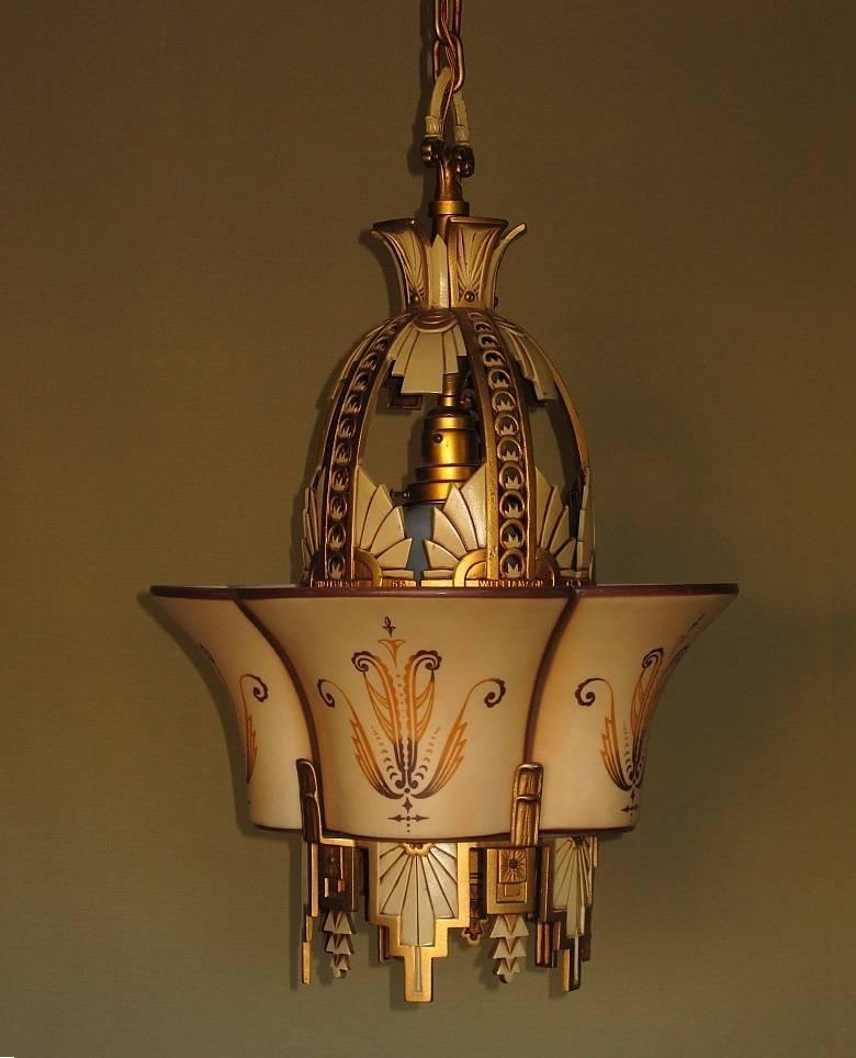 Large, Rare Beardslee Chandelier with Matching Sconces In Good Condition For Sale In Prescott, AZ