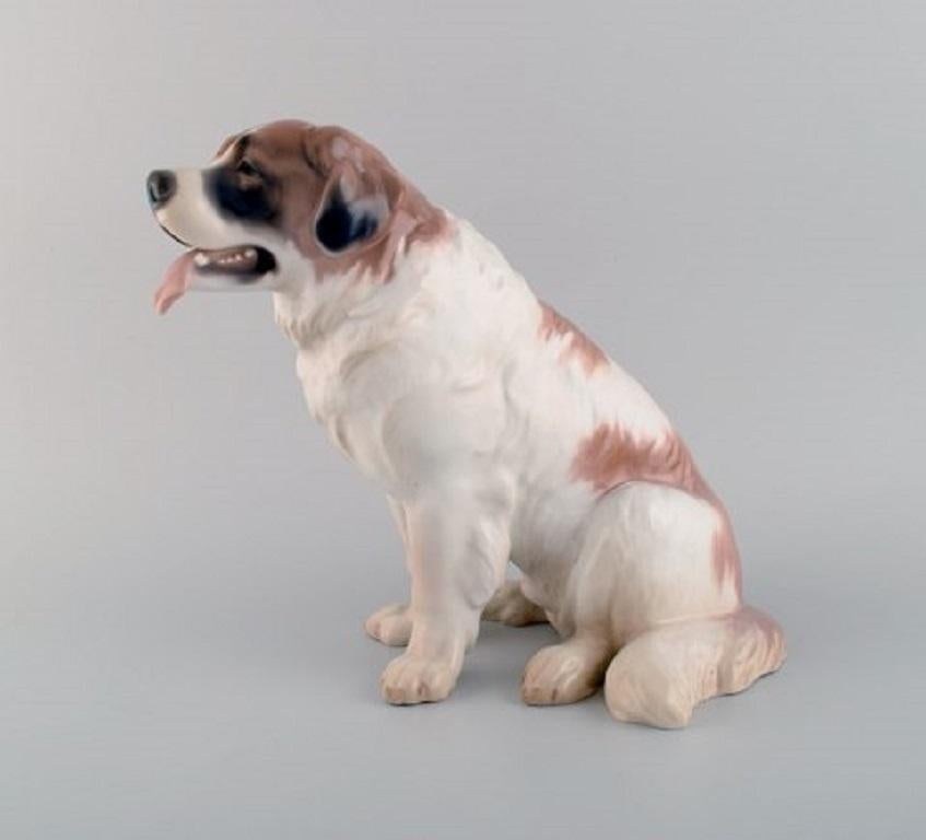 Glazed Large Rare Bing & Grondahl Porcelain Figure, St. Bernard Dog