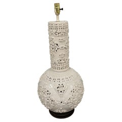 Grande lampe de bureau italienne réticulée Blanc de Chine