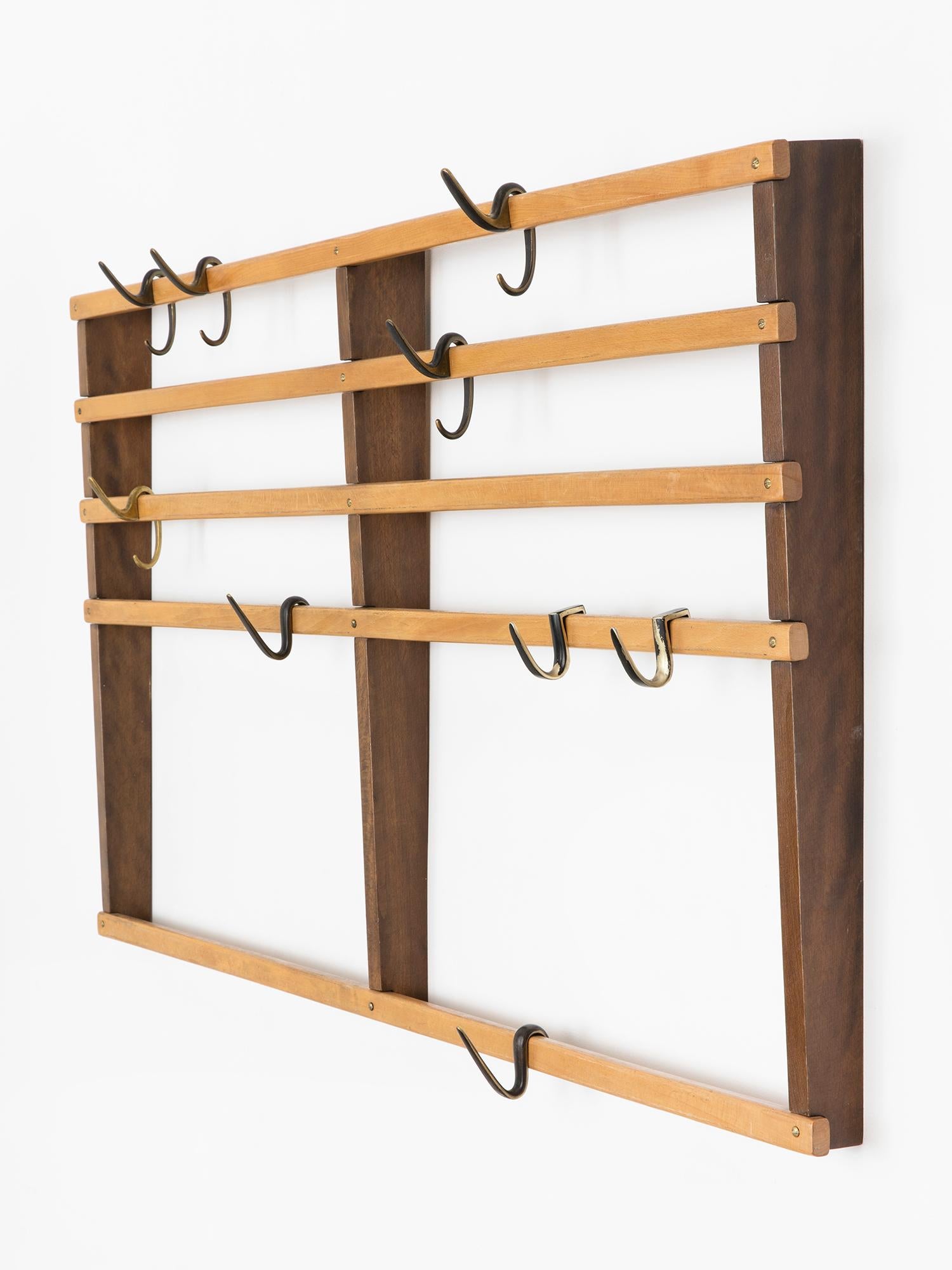 Mid-20th Century Large, Rare Carl Auböck Wall-Mounted Coat Rack