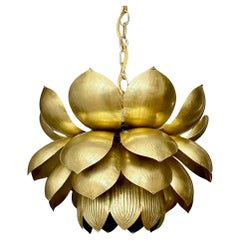 Large Feldman Brass Lotus Chandelier or Pendant